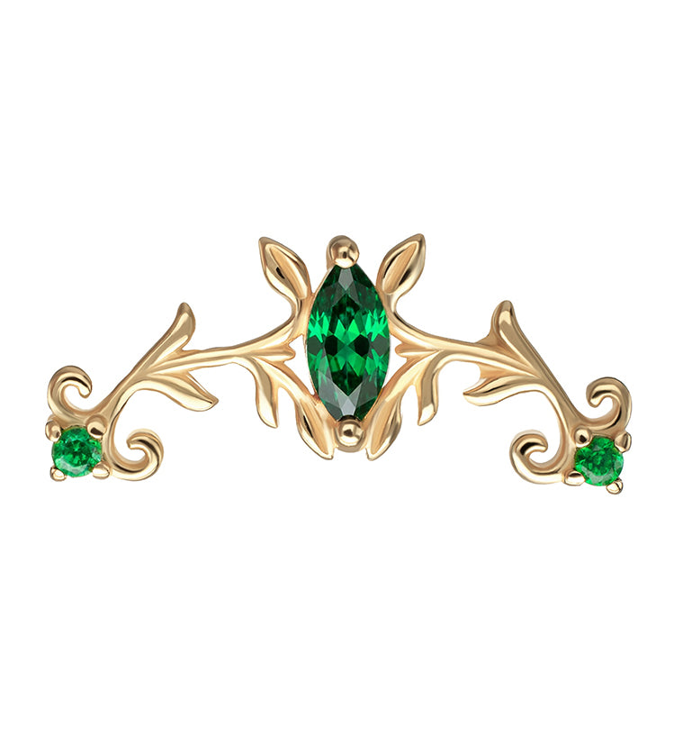 14kt Gold Verdant Diadem Emerald CZ Threadless Top