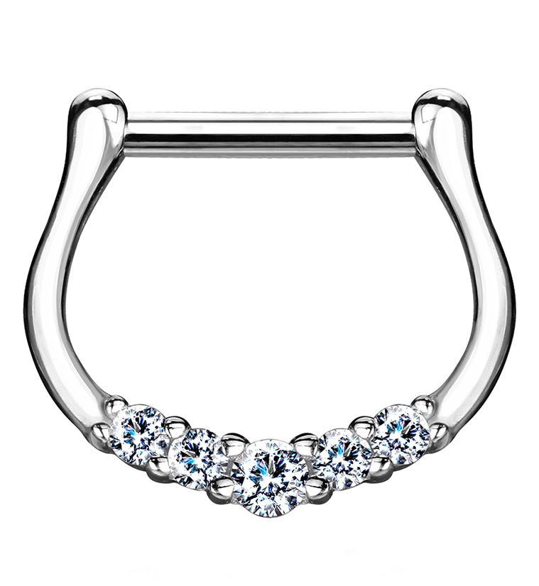 14kt White Gold Clear Quin Hinged Clicker Ring