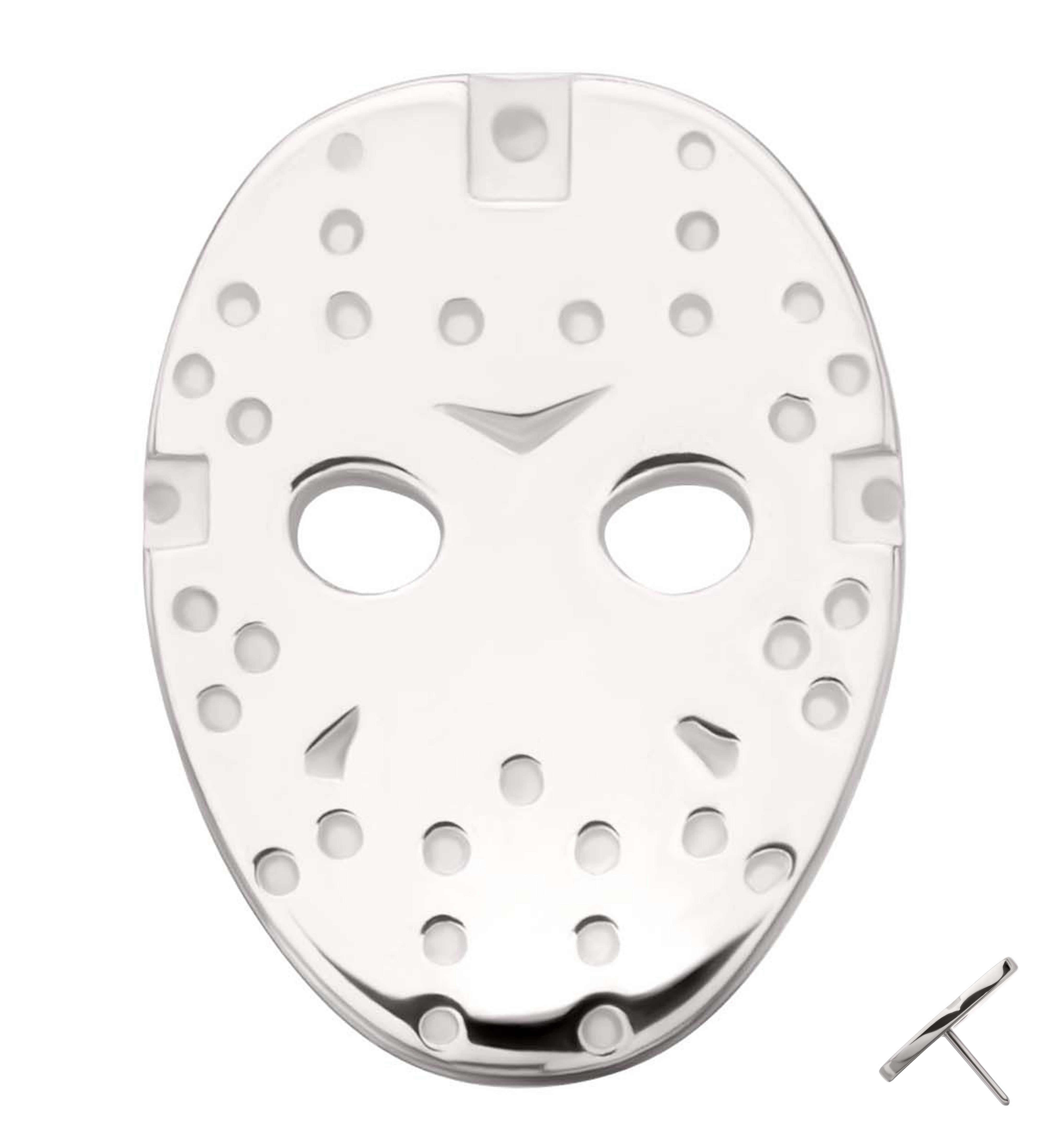 14kt White Gold Friday The 13th Jason Mask Threadless Top