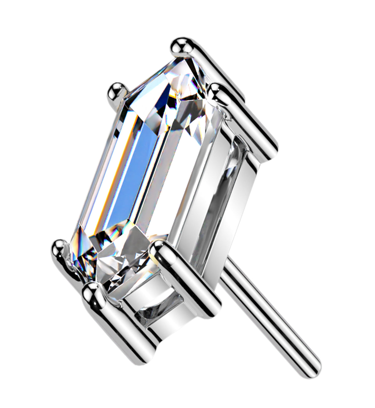 14kt White Gold Lantern Clear CZ Threadless Top