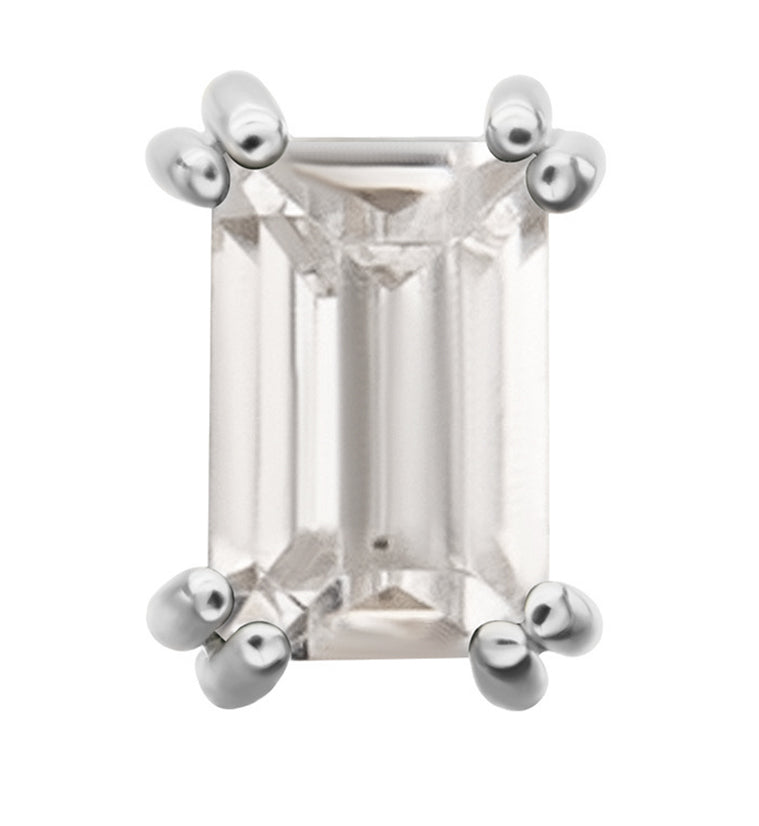 14kt White Gold Mini Rectangle Clear CZ Threadless Top