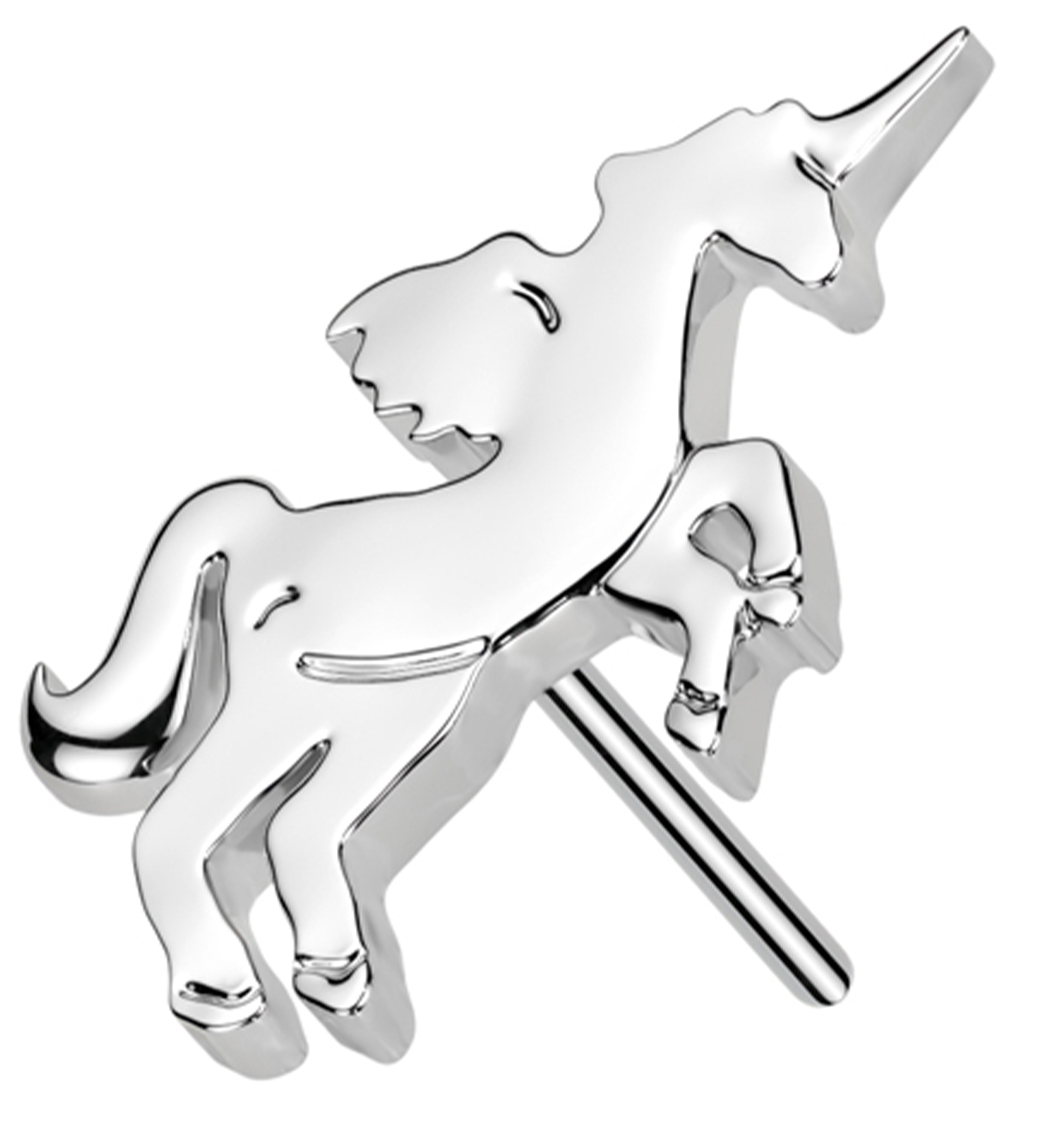 14kt White Gold Rearing Unicorn Threadless Top