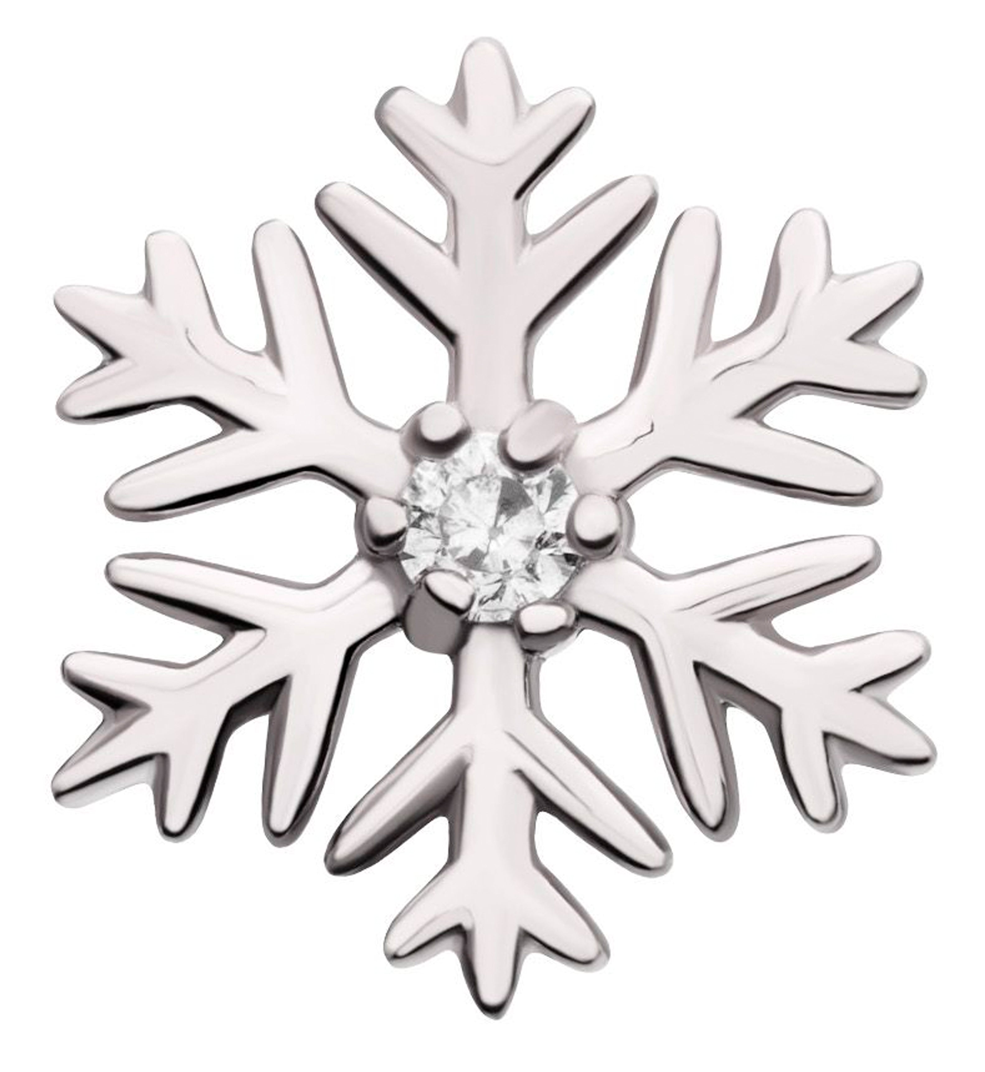 14kt White Gold Snowflake Clear CZ Threadless Top