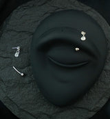 14kt White Gold Teardrop Dangle Clear CZ Threadless Curved Barbell