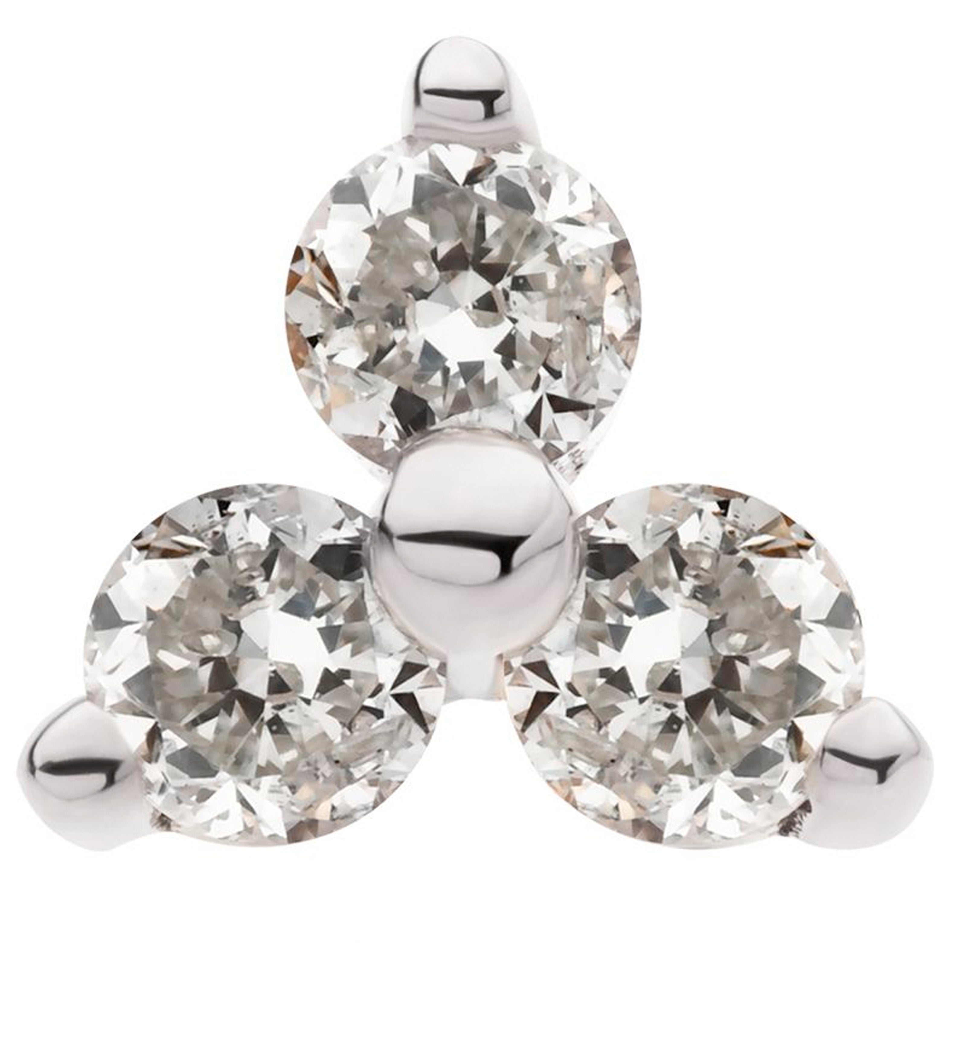 14kt White Gold Trinity Round Clear CZ Threadless Top