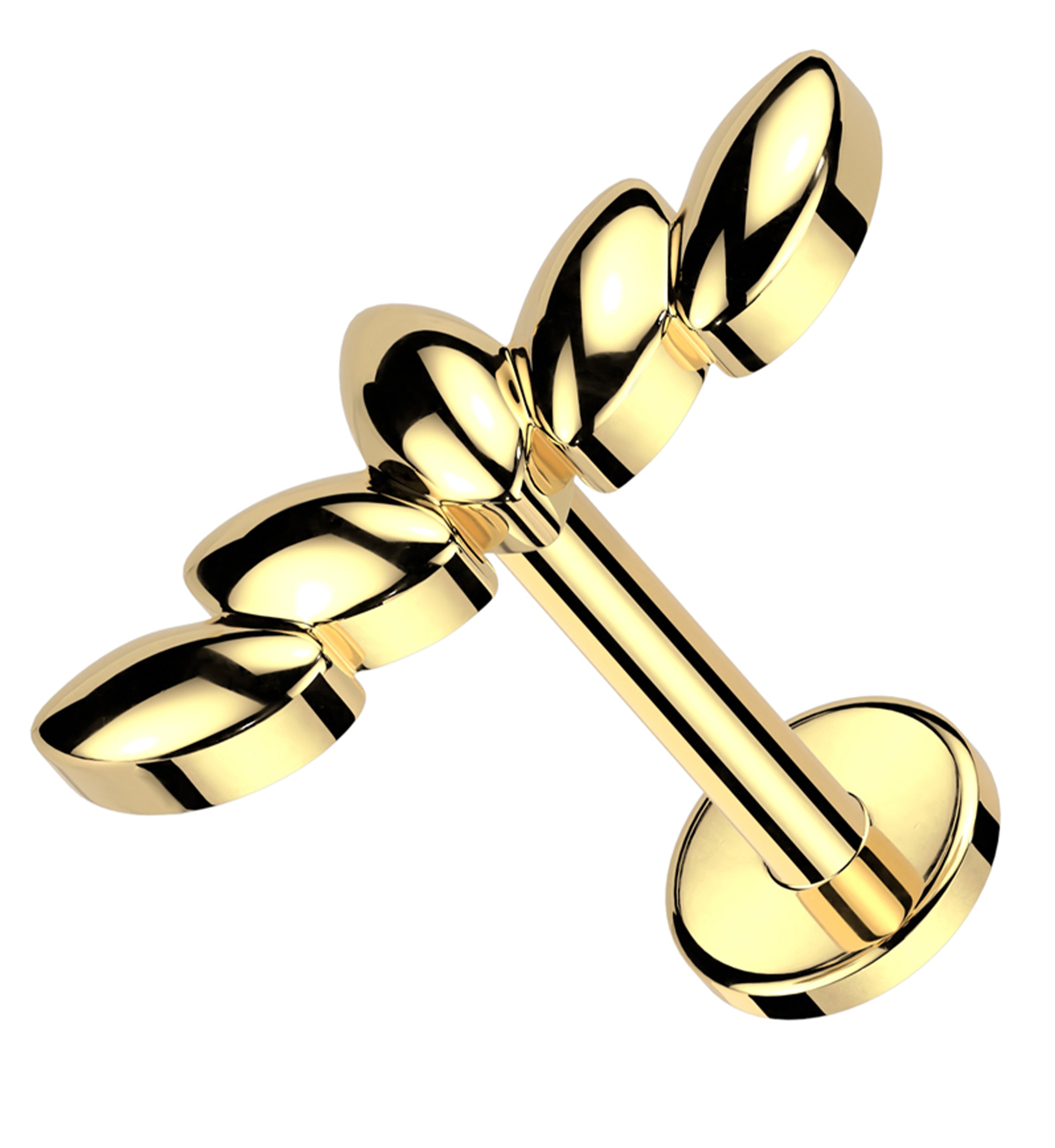 16G Gold PVD Internally Threaded Crest Steel Labret