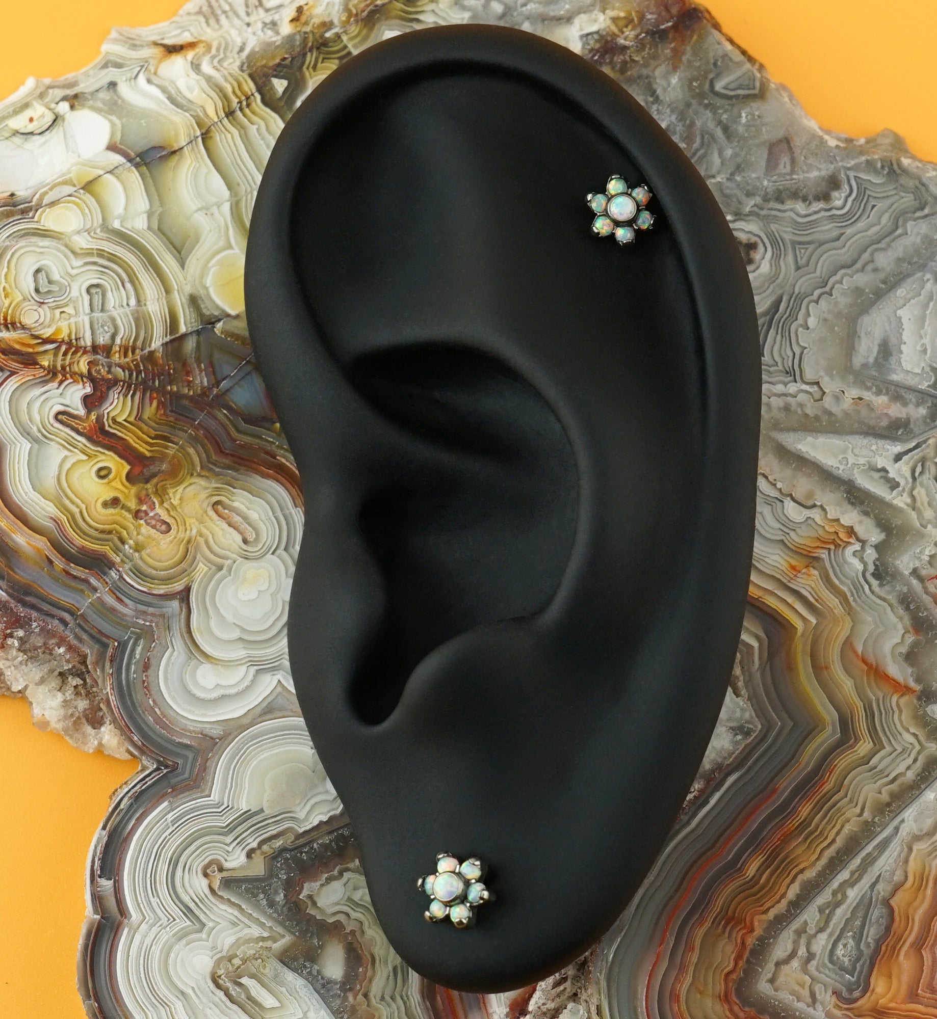 16G Opalite Flower Top Titanium Labret
