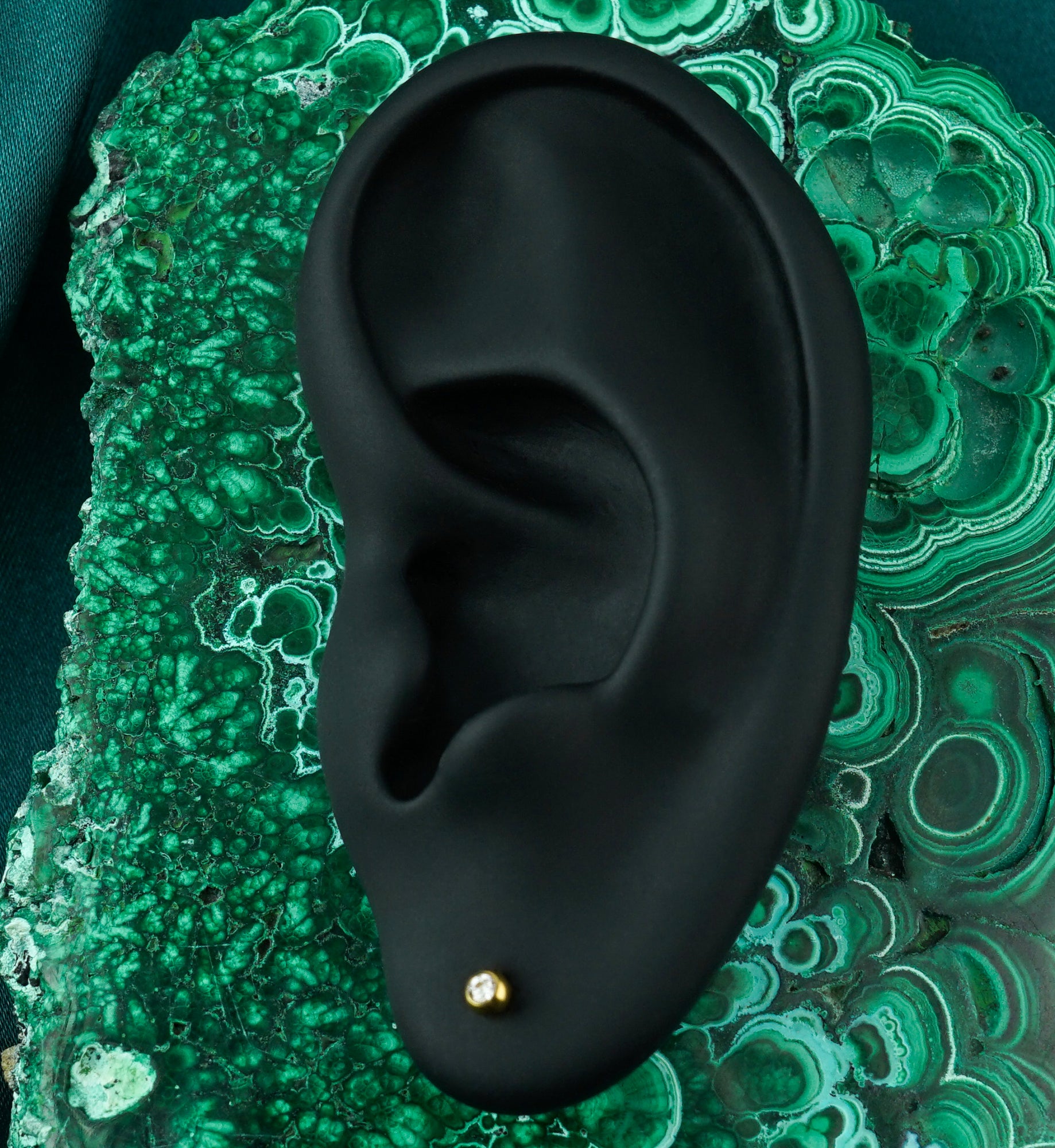 16G Gold PVD CZ Top Titanium Labret (Externally Threading)