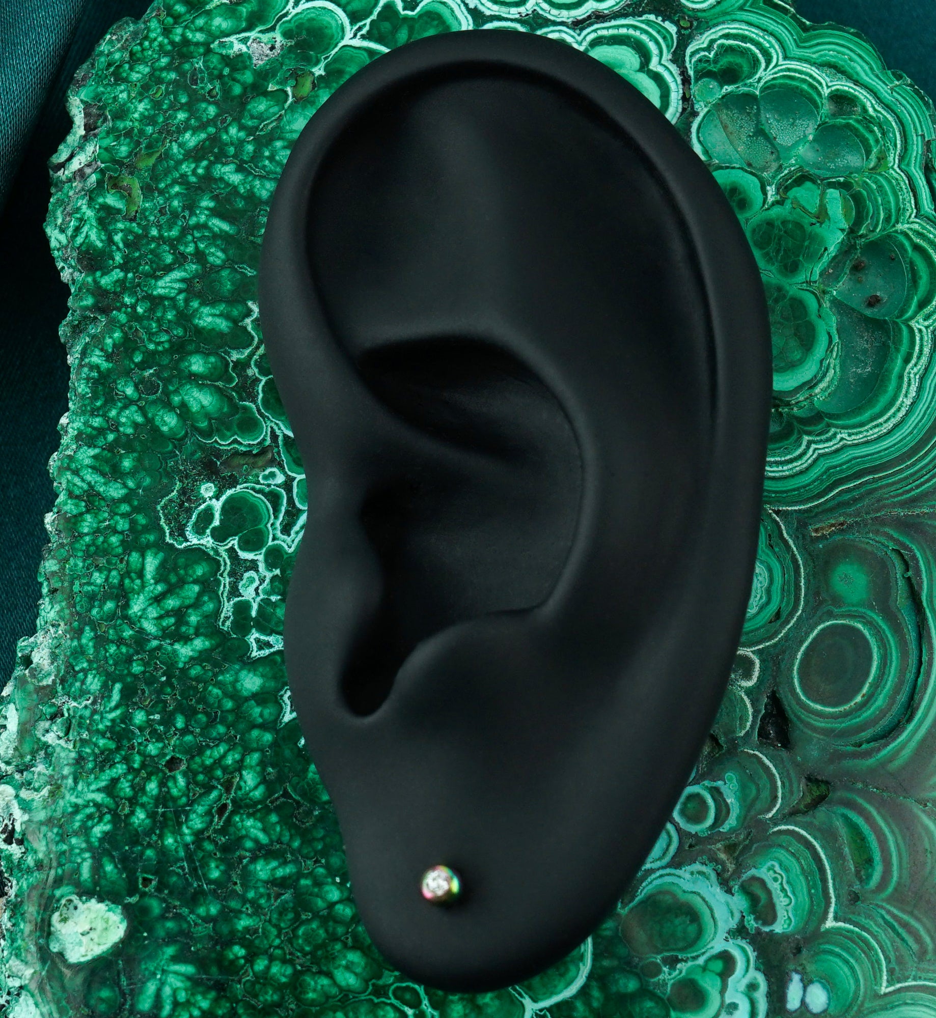 16G Rainbow PVD CZ Top Titanium Labret (Externally Threading)