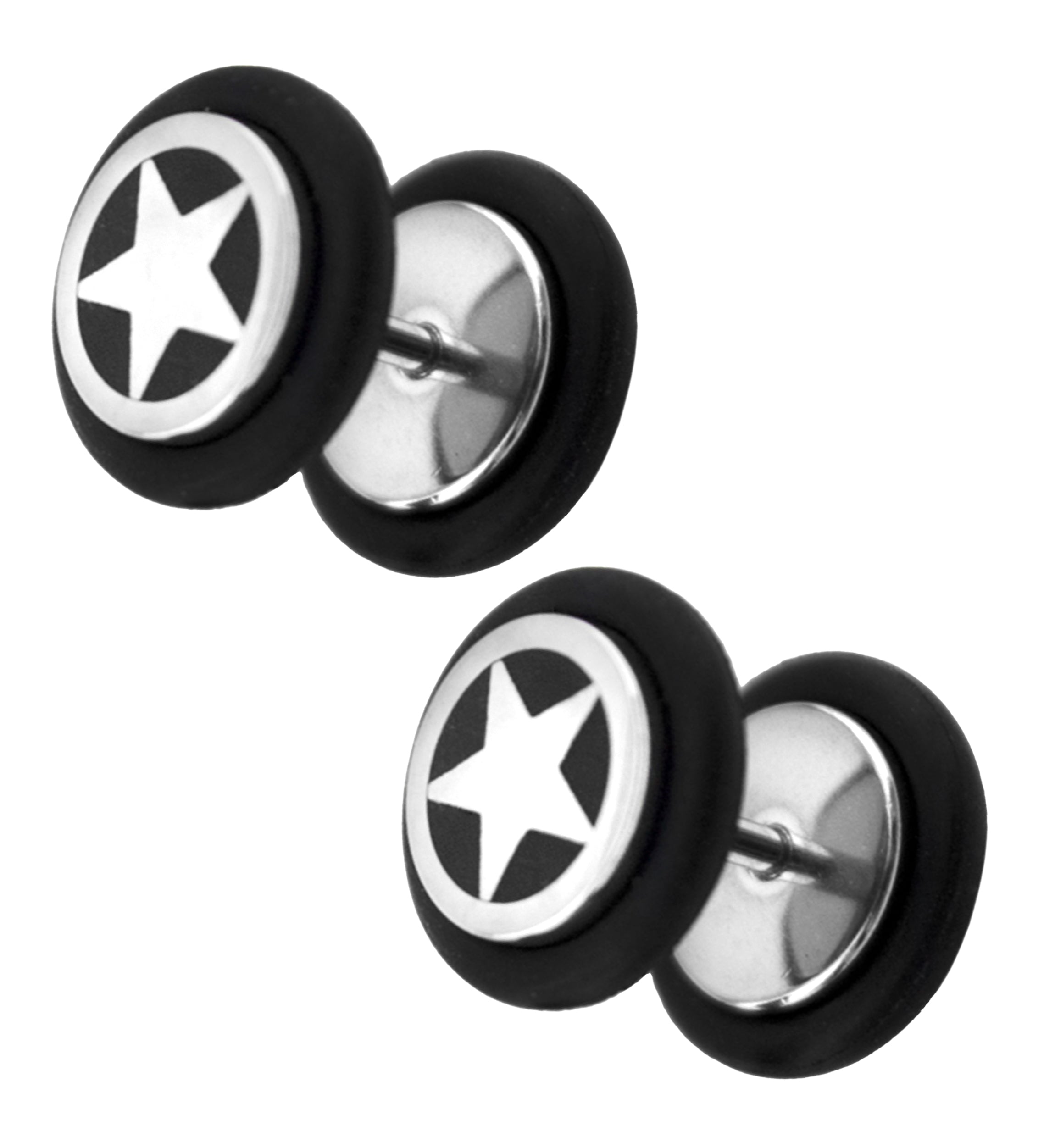 16G Silver Star Steel Fake Plugs
