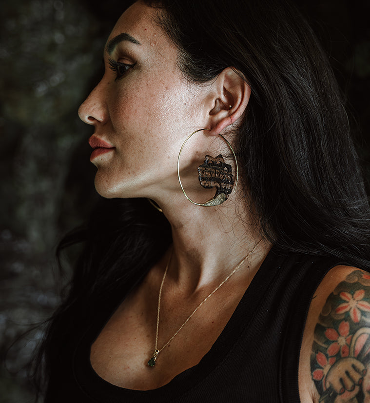 18G Florid Brass Areng Wood Hangers / Earrings