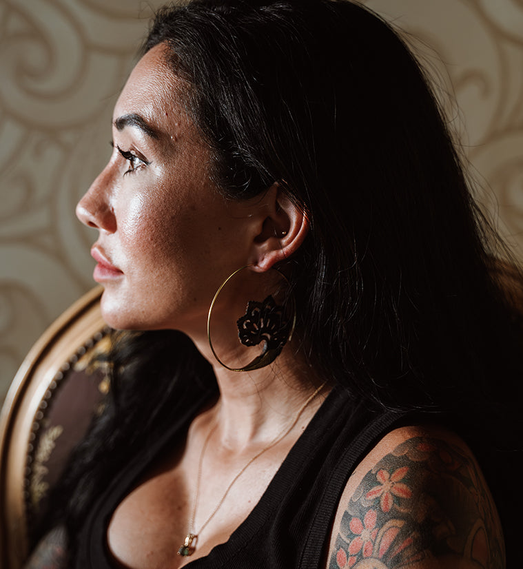 18G Florid Brass Areng Wood Hangers / Earrings