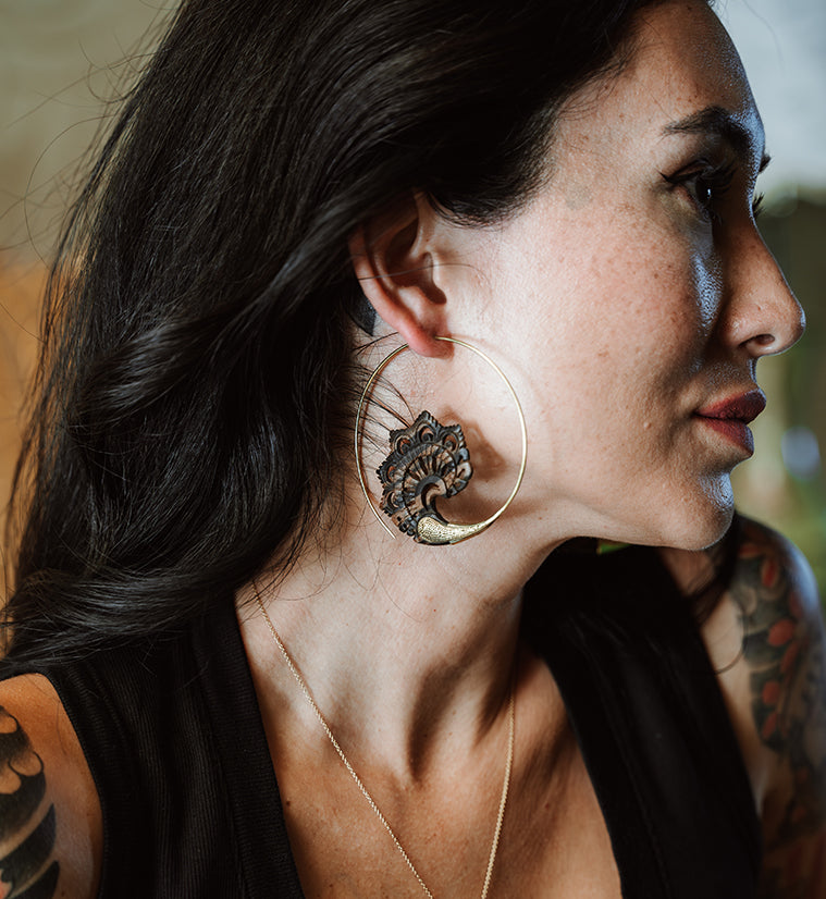 18G Florid Brass Areng Wood Hangers / Earrings