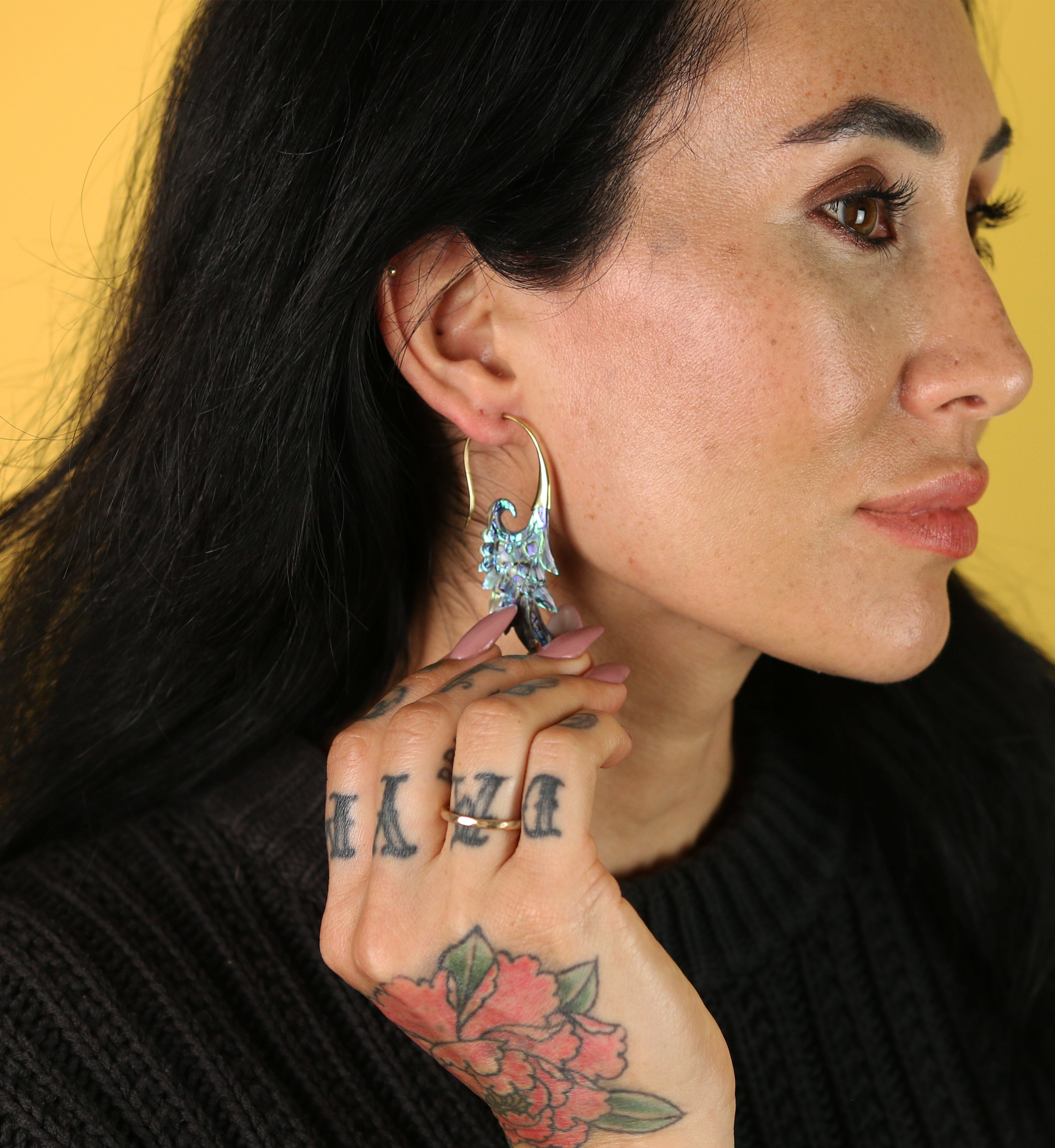 18G Wing Brass Abalone Hangers / Earrings