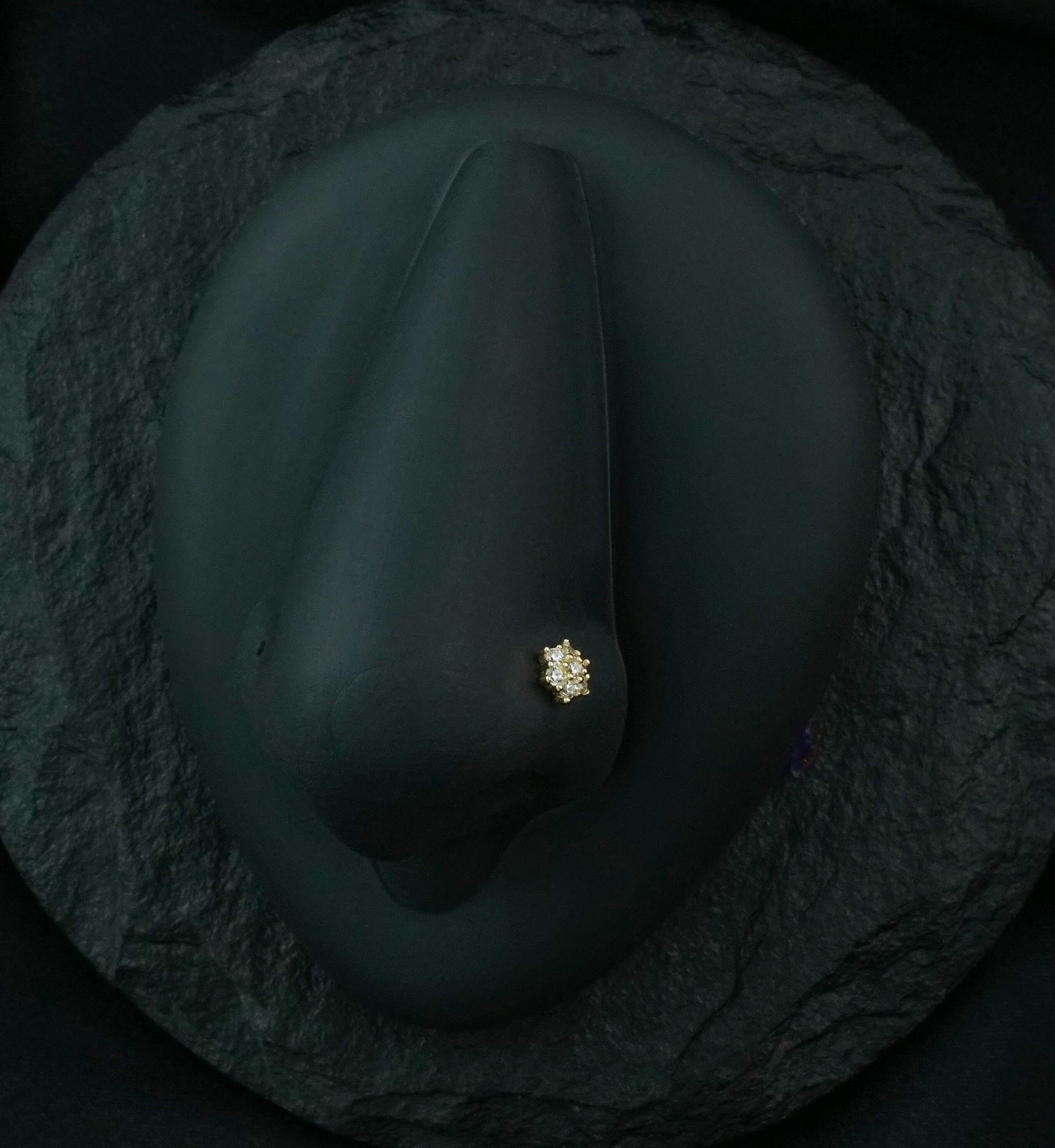 20G 14kt Gold CZ Flower Pack L Bend Nose Ring