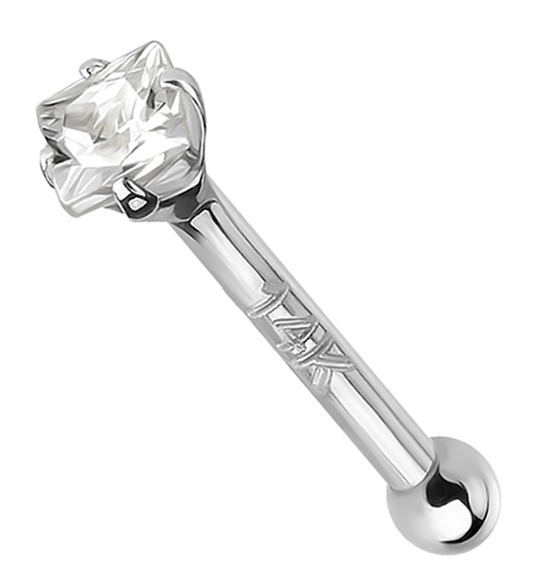 20G 14kt White Gold Nose Ring Stud