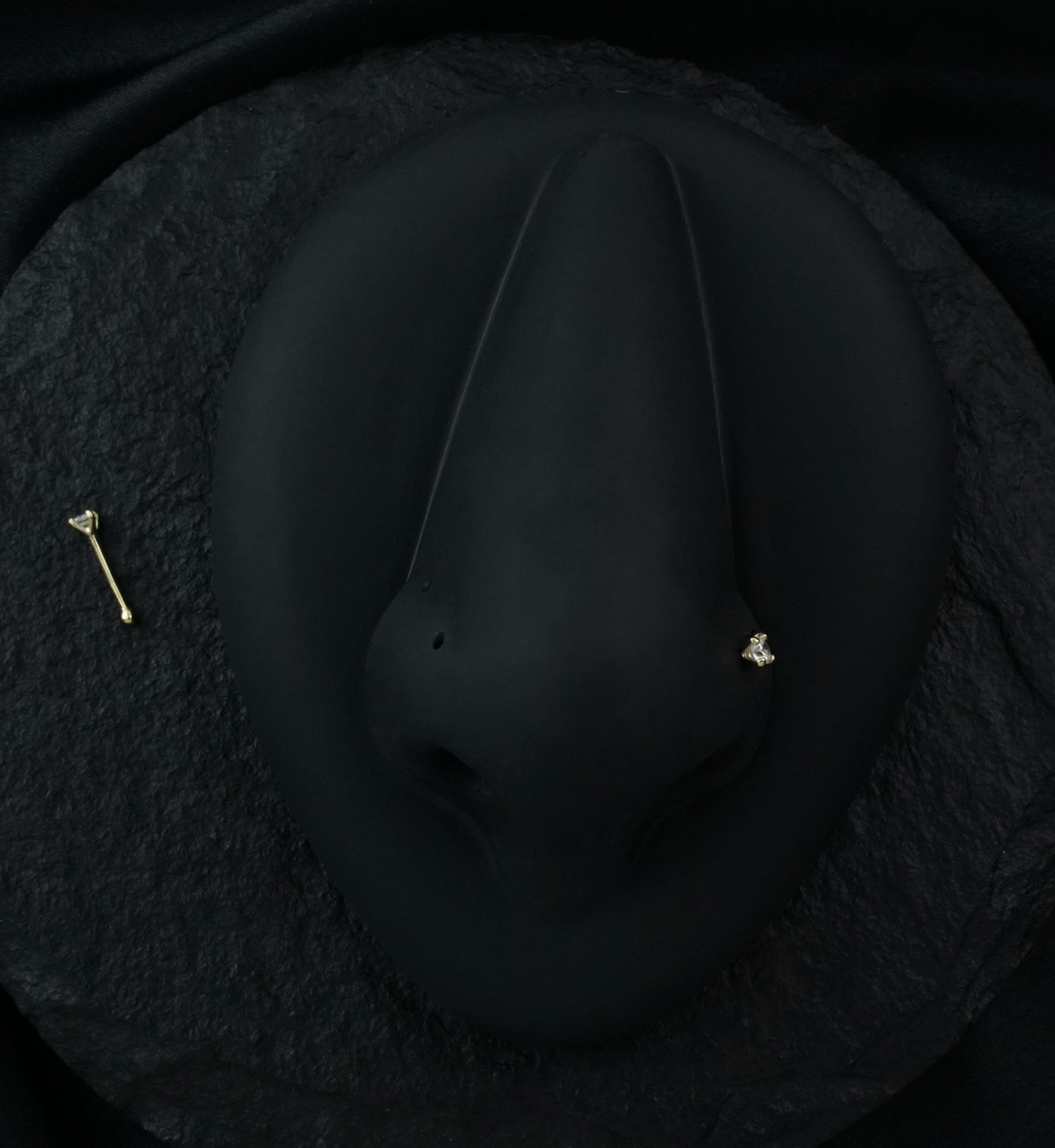 20G Clear CZ Prong 14kt Gold Nosebone