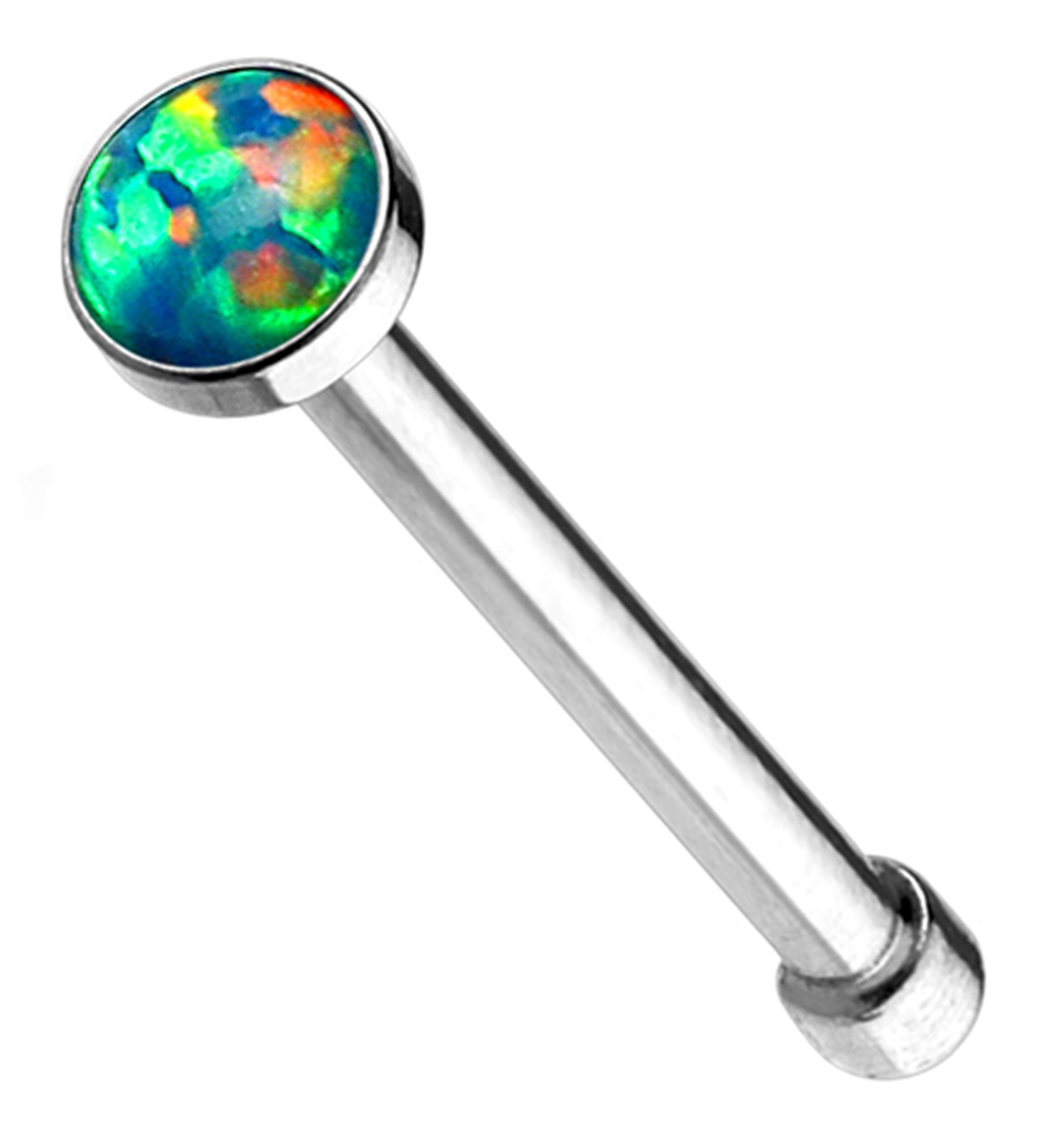 20G Green Opalite Nosebone Stud