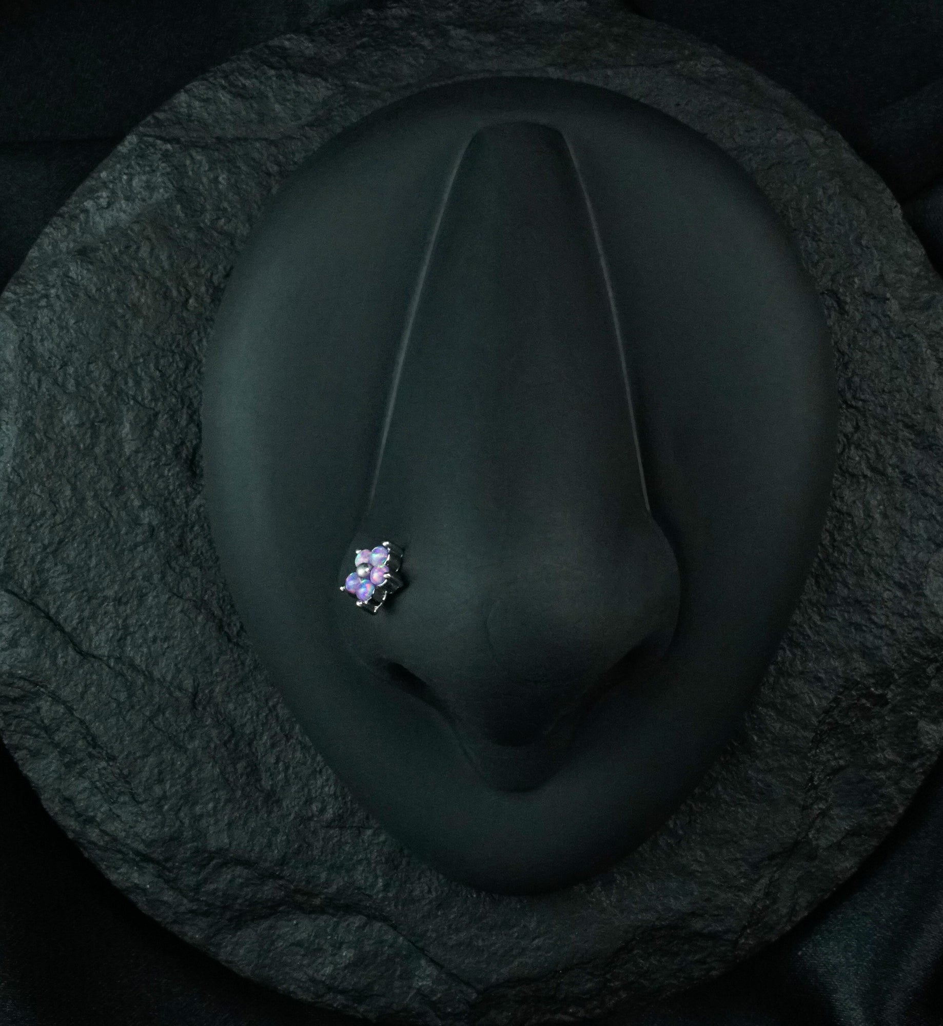 20G Purple Opalite Flower L Bend Nose Ring