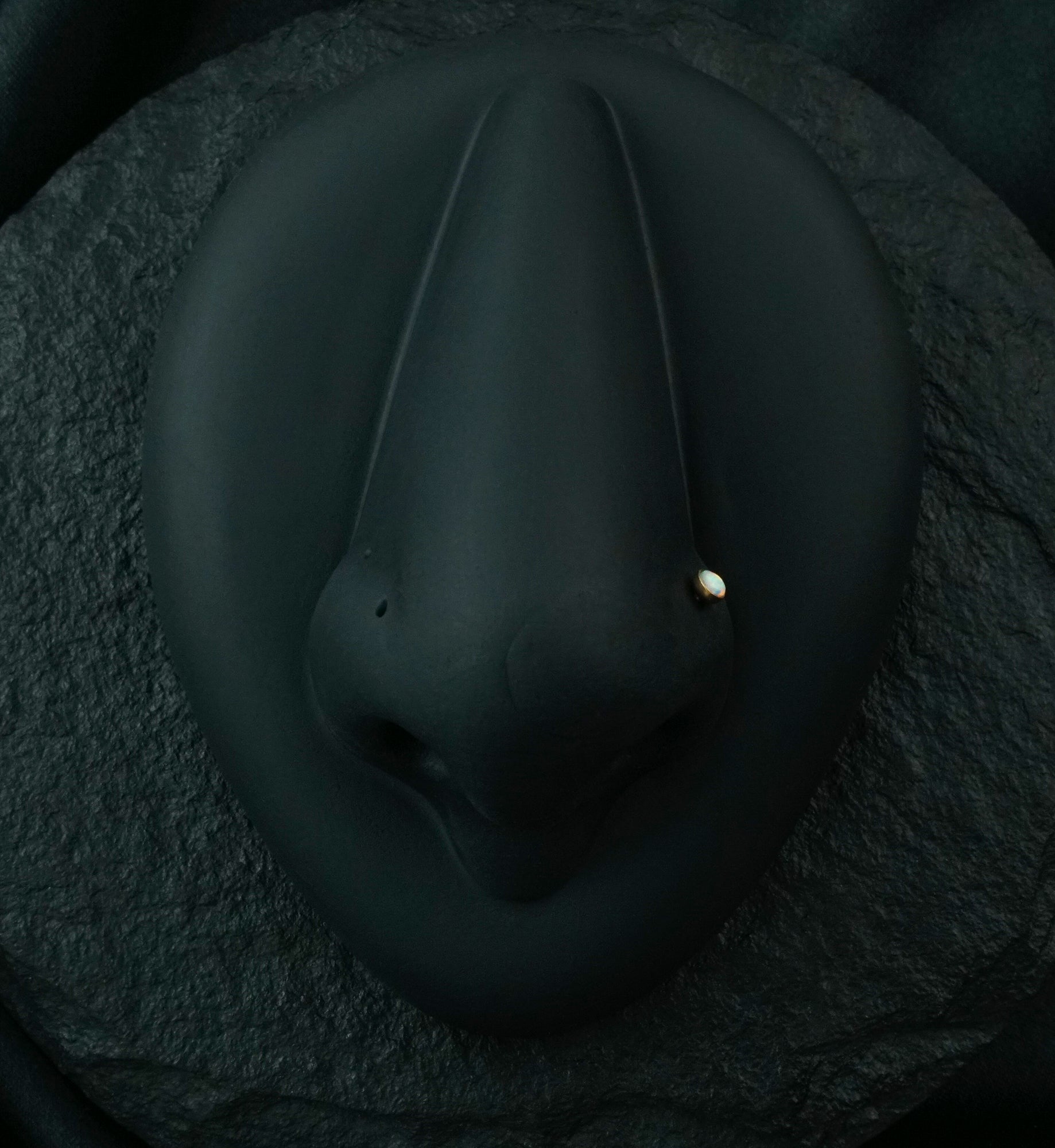 20G Rose Gold PVD White Opalite Nosebone Stud