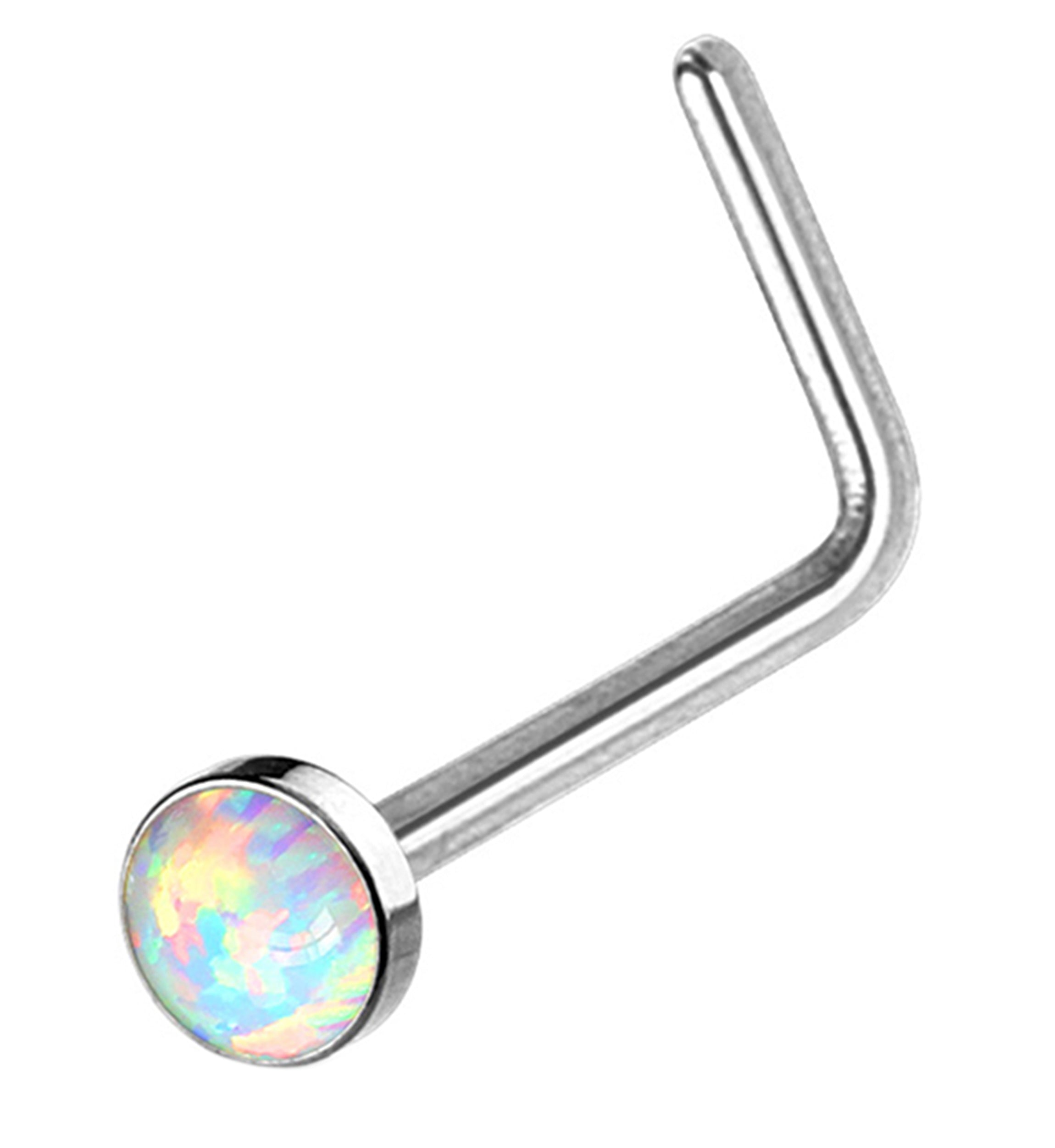 20G White Opalite L Bend Nose Ring