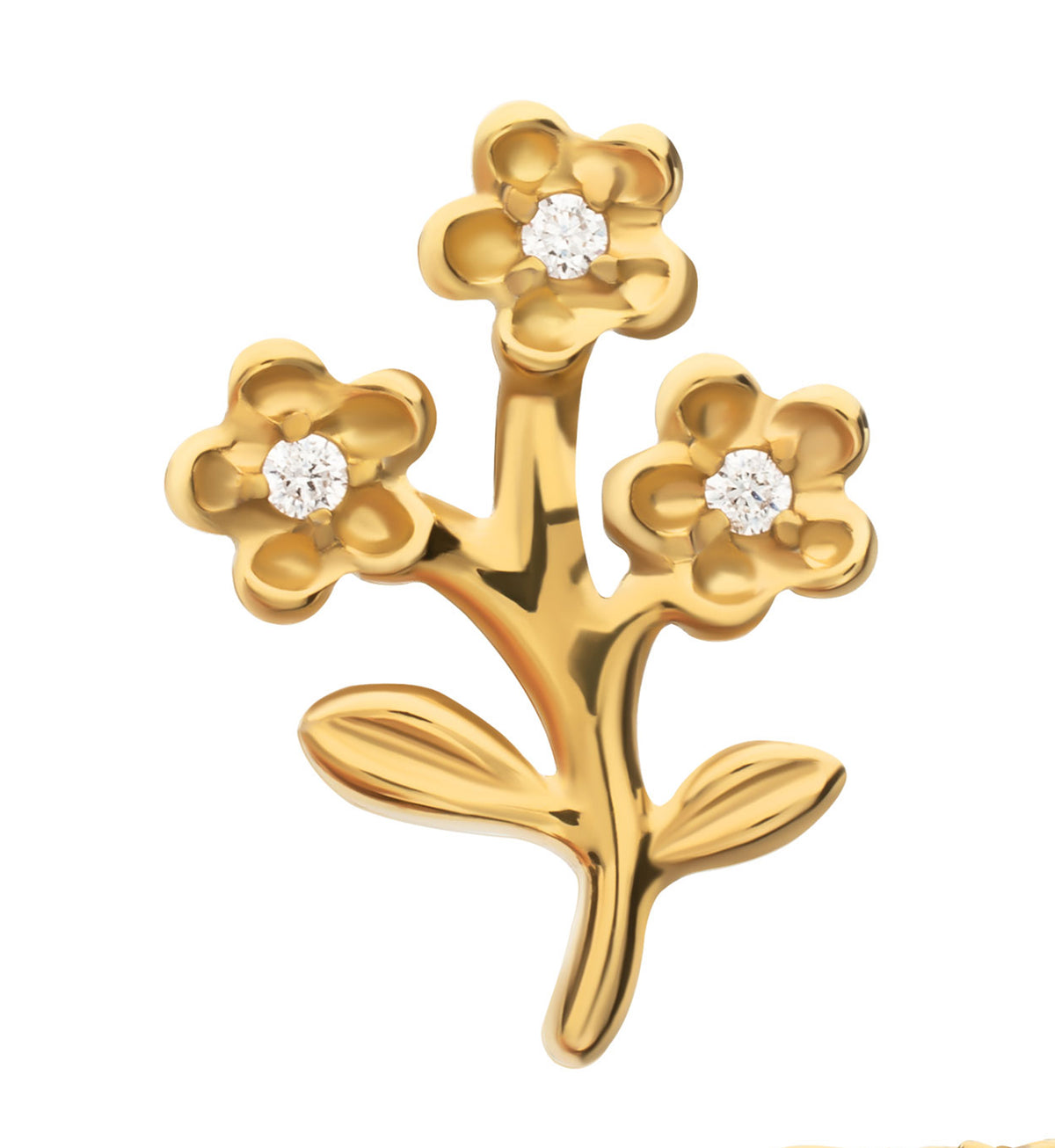 24kt Gold PVD Bunch of Flowers CZ Titanium Threadless Top