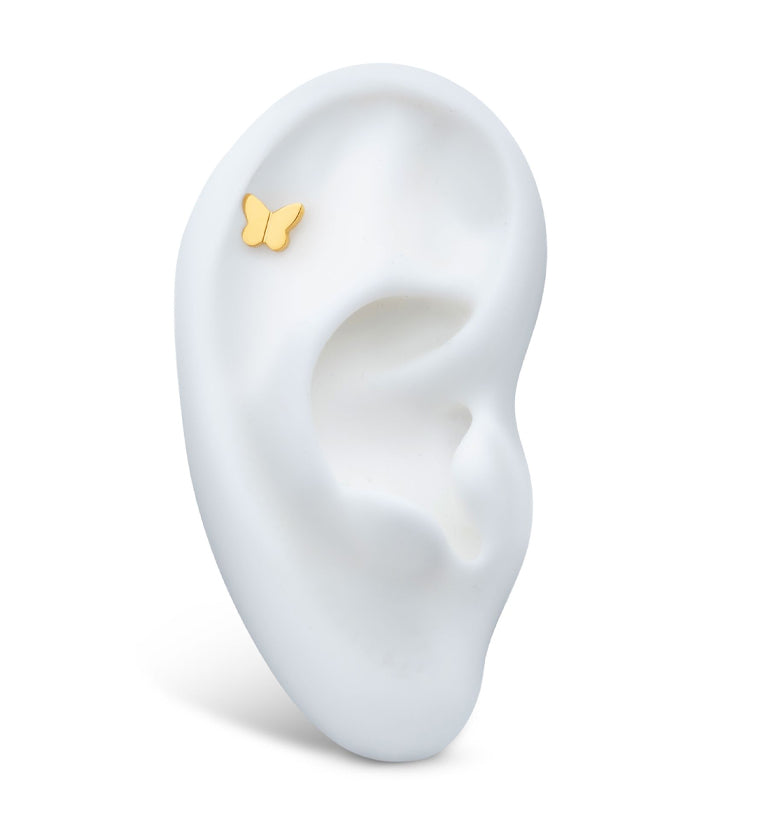 24kt Gold PVD Butterfly Wings Titanium Threadless Top