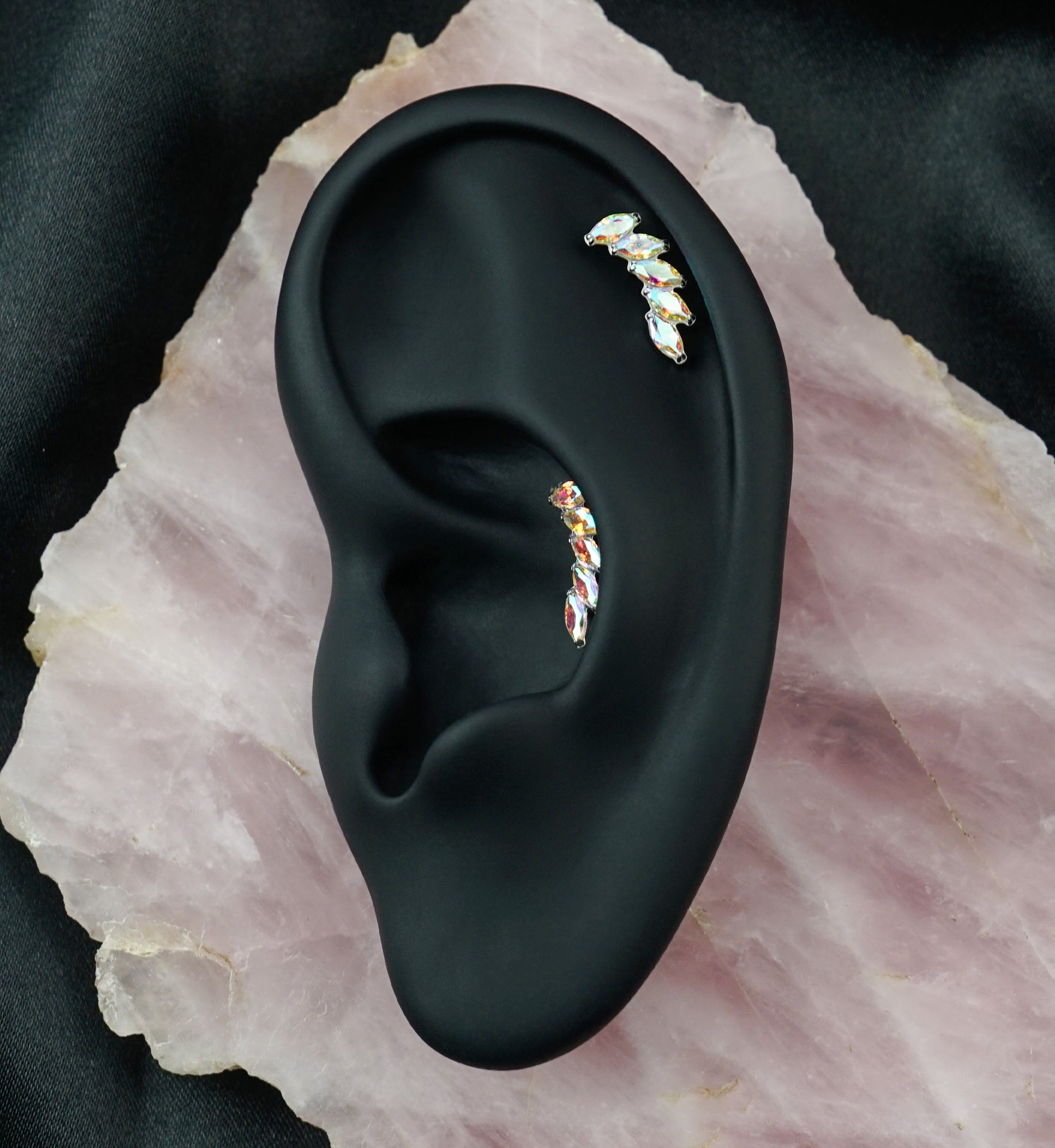 Cascade Rainbow Aurora CZ Titanium Threadless Top