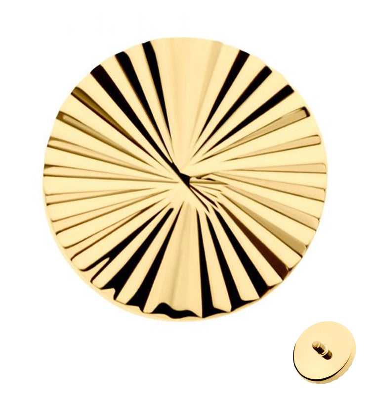 24kt Gold PVD Crinkle Disk Internally Threaded Top