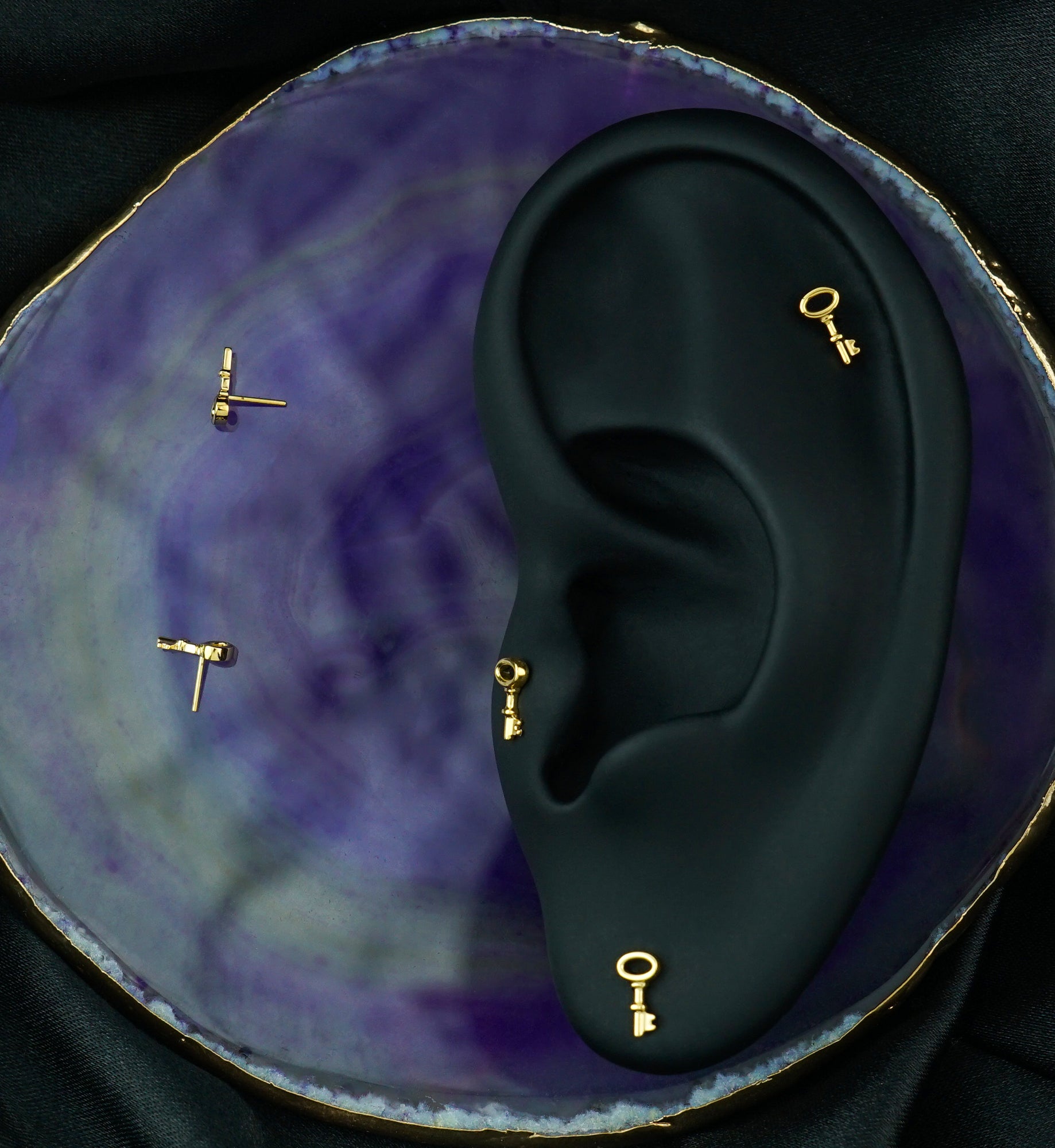 24kt Gold PVD Key Titanium Threadless Top