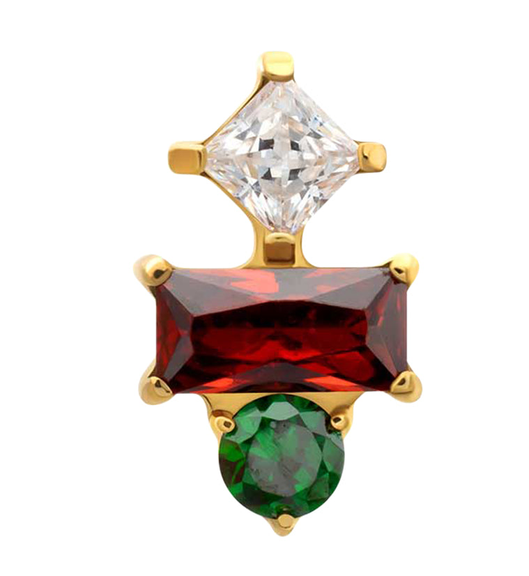 24kt Gold PVD Nocked Garnet CZ Titanium Threadless Top