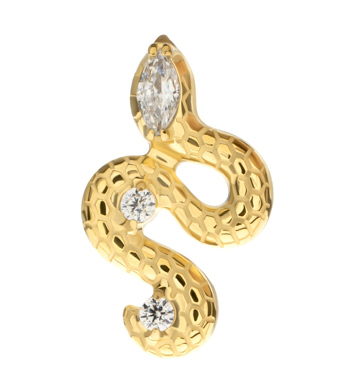 24kt Gold PVD Serpentine CZ Titanium Threadless Top