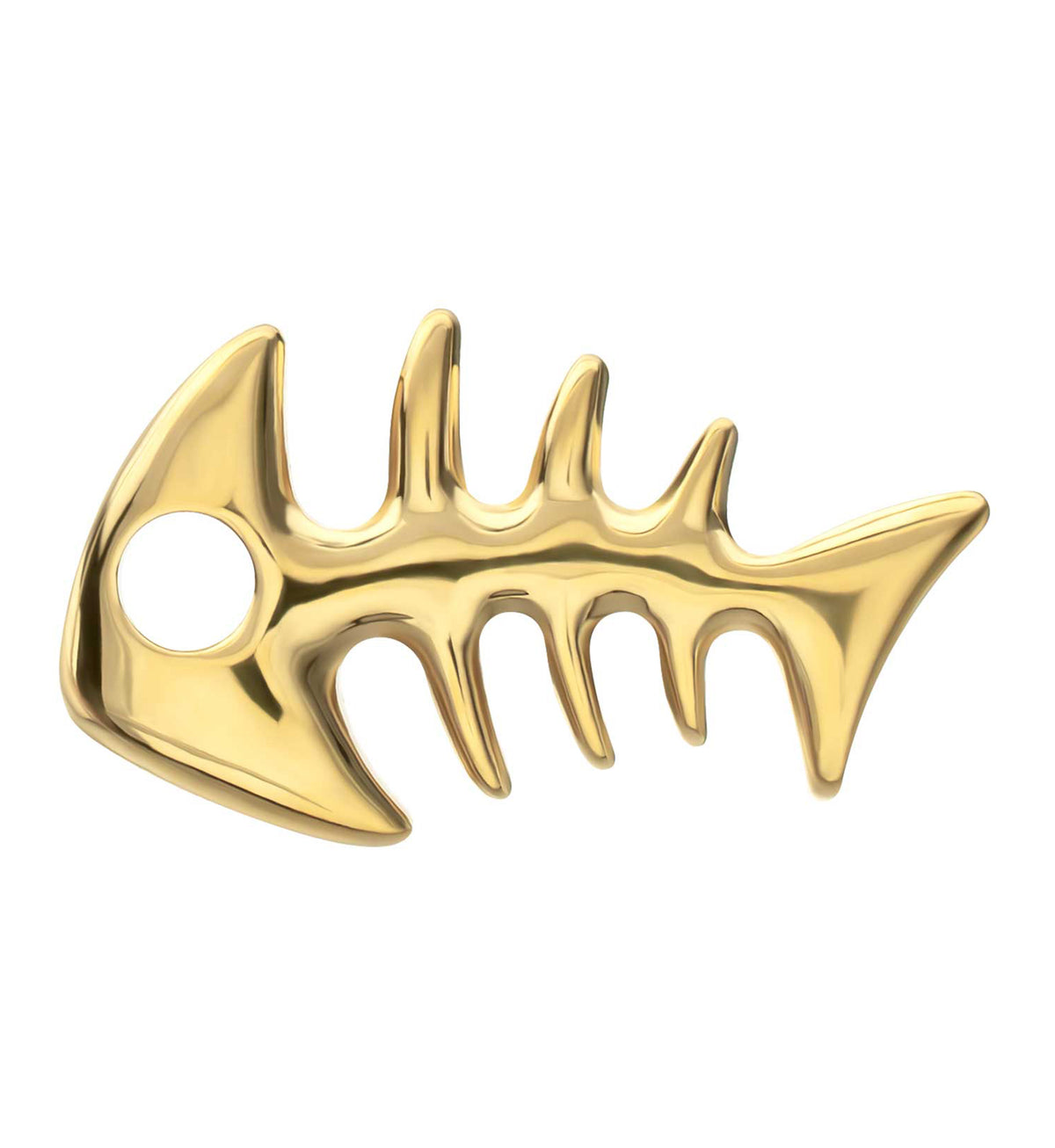 24kt Gold PVD Skeleton Fish Titanium Threadless Top