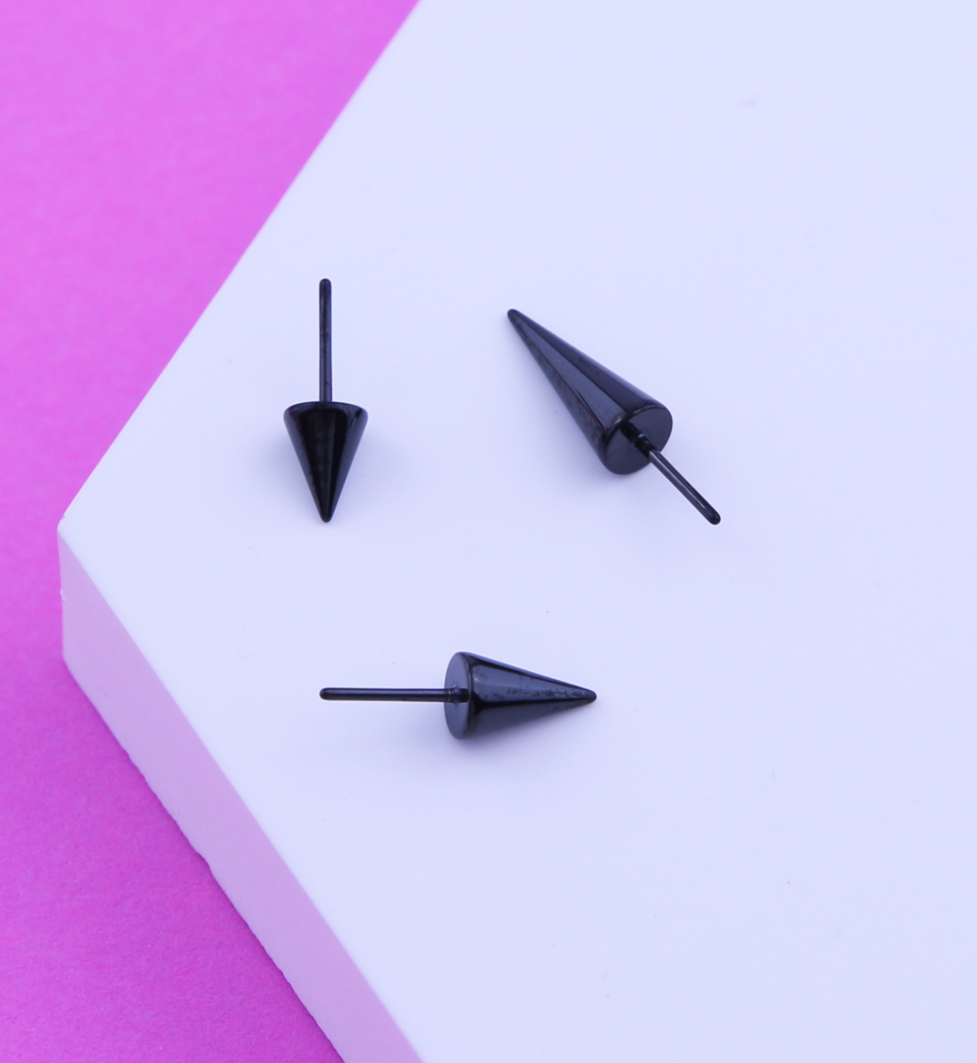 Black PVD Spike Threadless Titanium Top