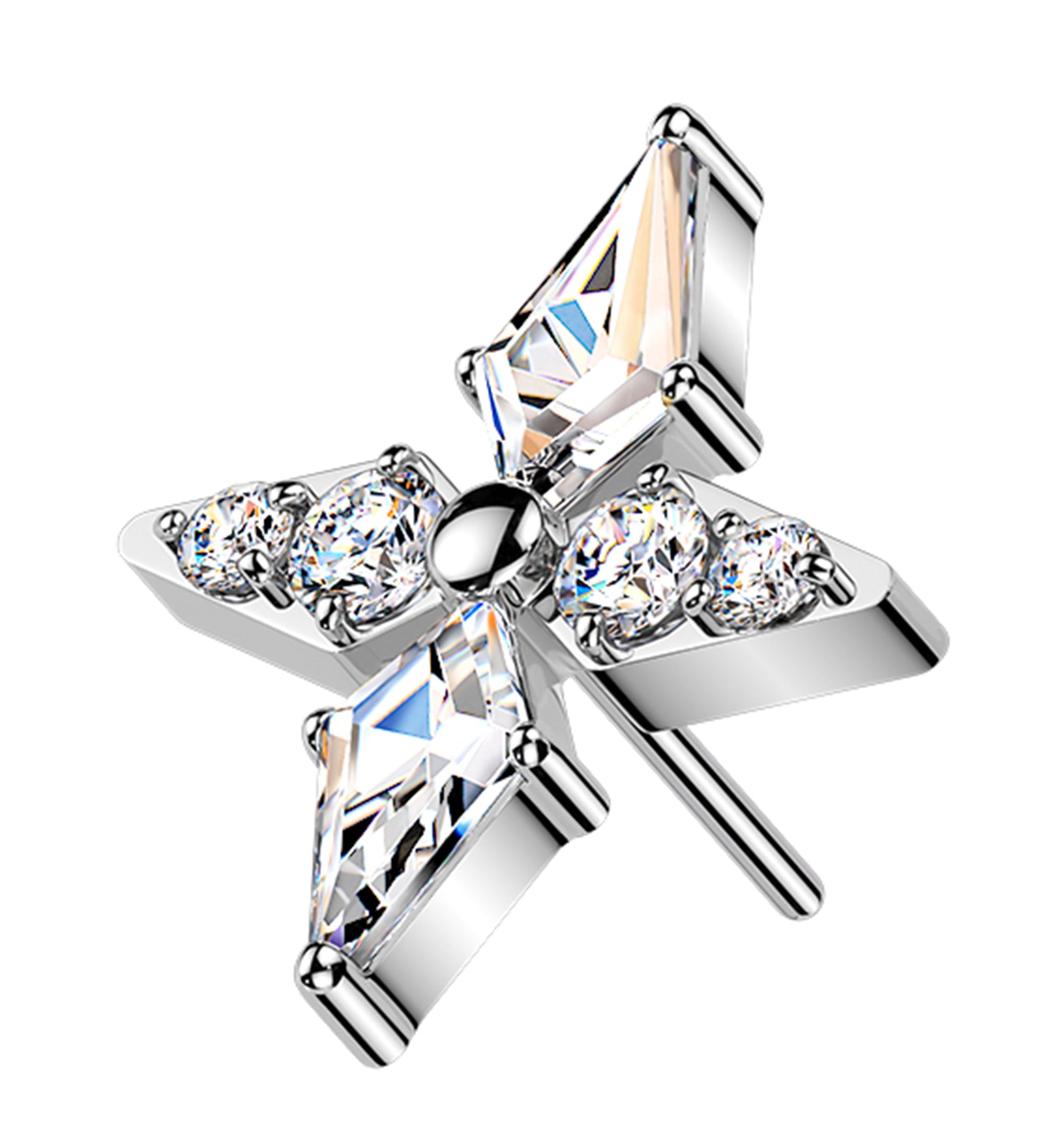 Four Point Star Clear CZ Titanium Threadless Top