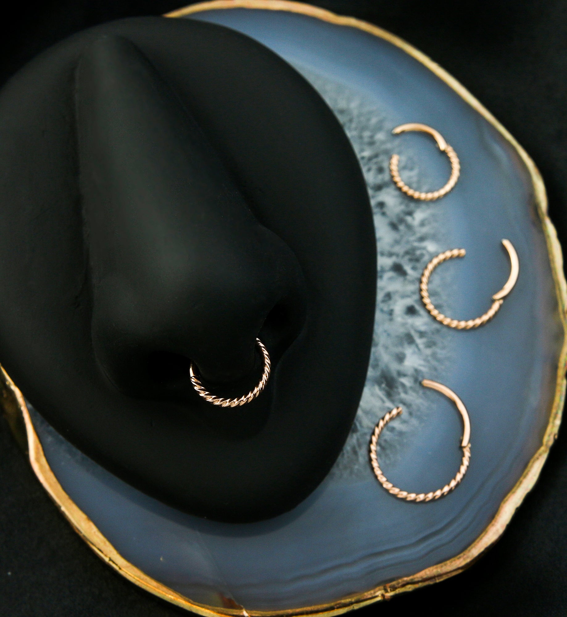 Rose Gold PVD Twisted Titanium Segment Ring