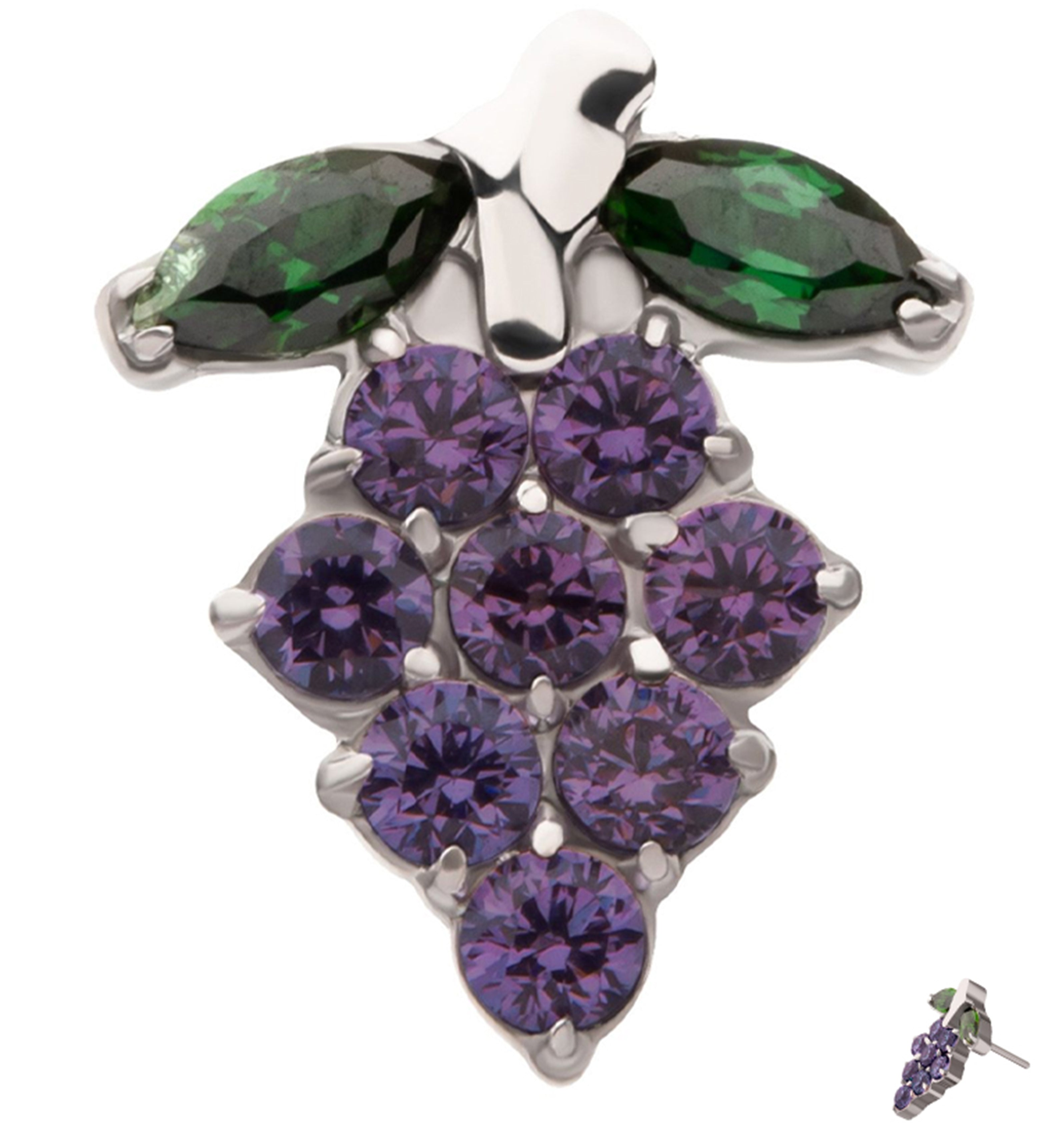 Valiant Grape Amethyst CZ Titanium Threadless Top