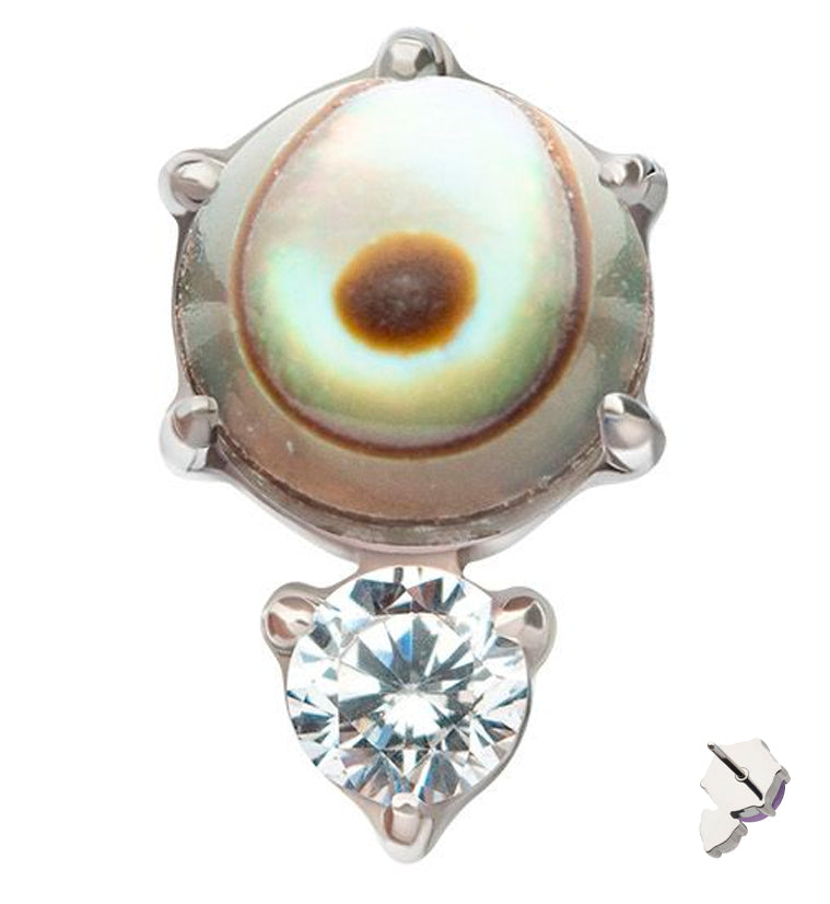 Abalone Drop Clear CZ Titanium Threadless Top