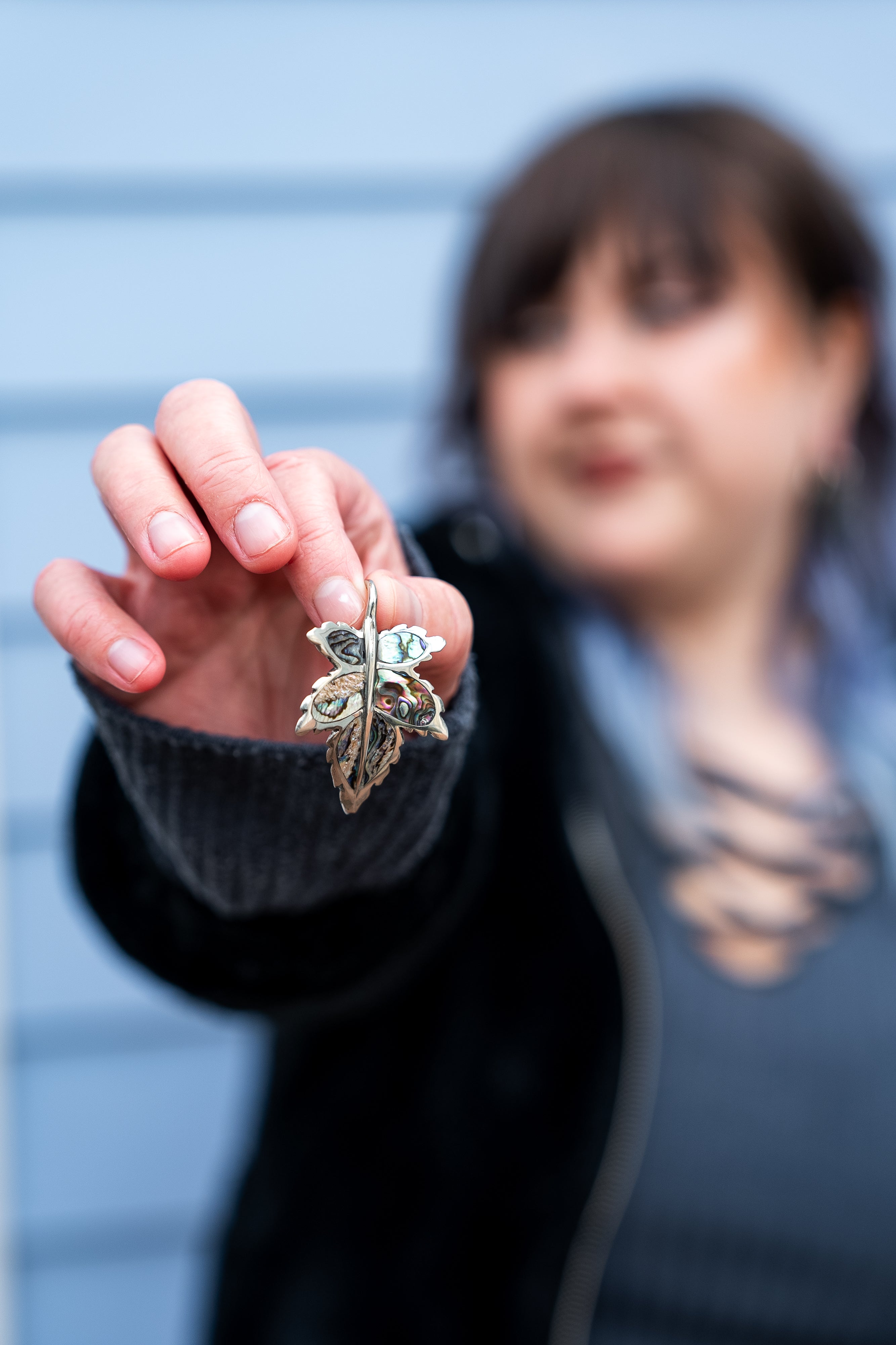 Abalone Leaf White Brass Ear Weights