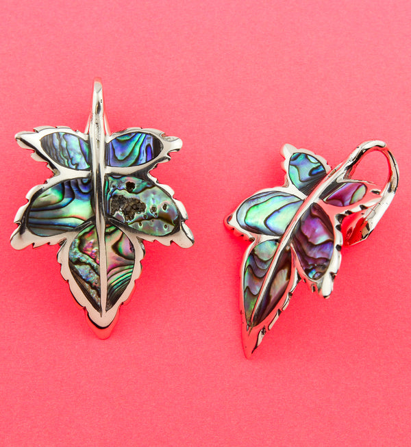 Abalone Leaf White Brass Ear Weights