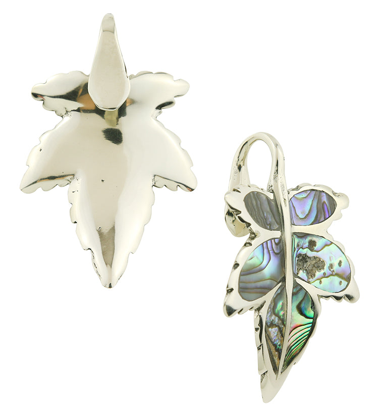 Abalone Leaf White Brass Ear Weights