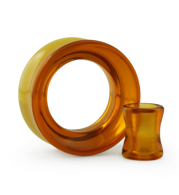 Amber Glass Tunnel Plugs