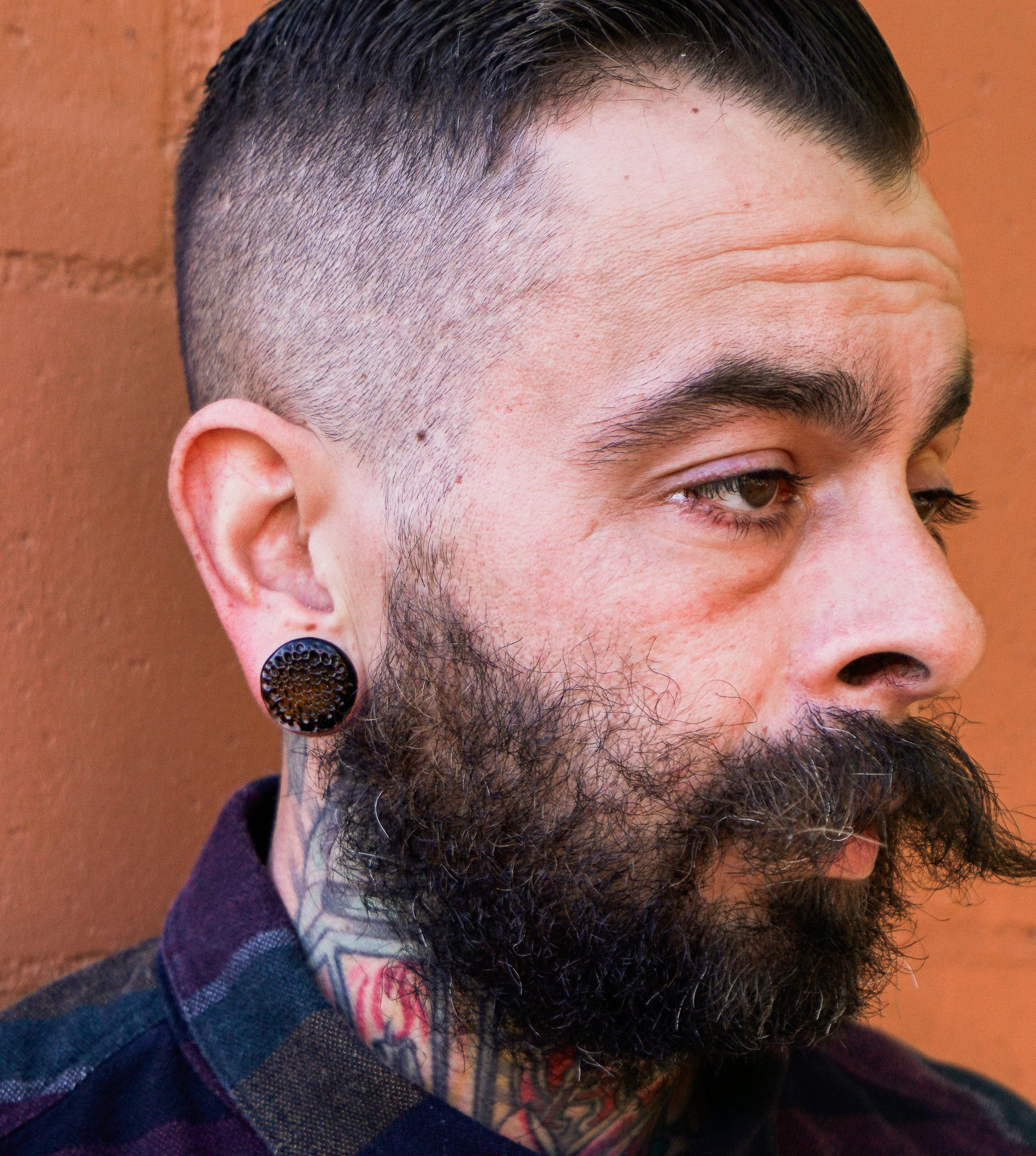 Amber Hammered Glass Double Flare Plugs