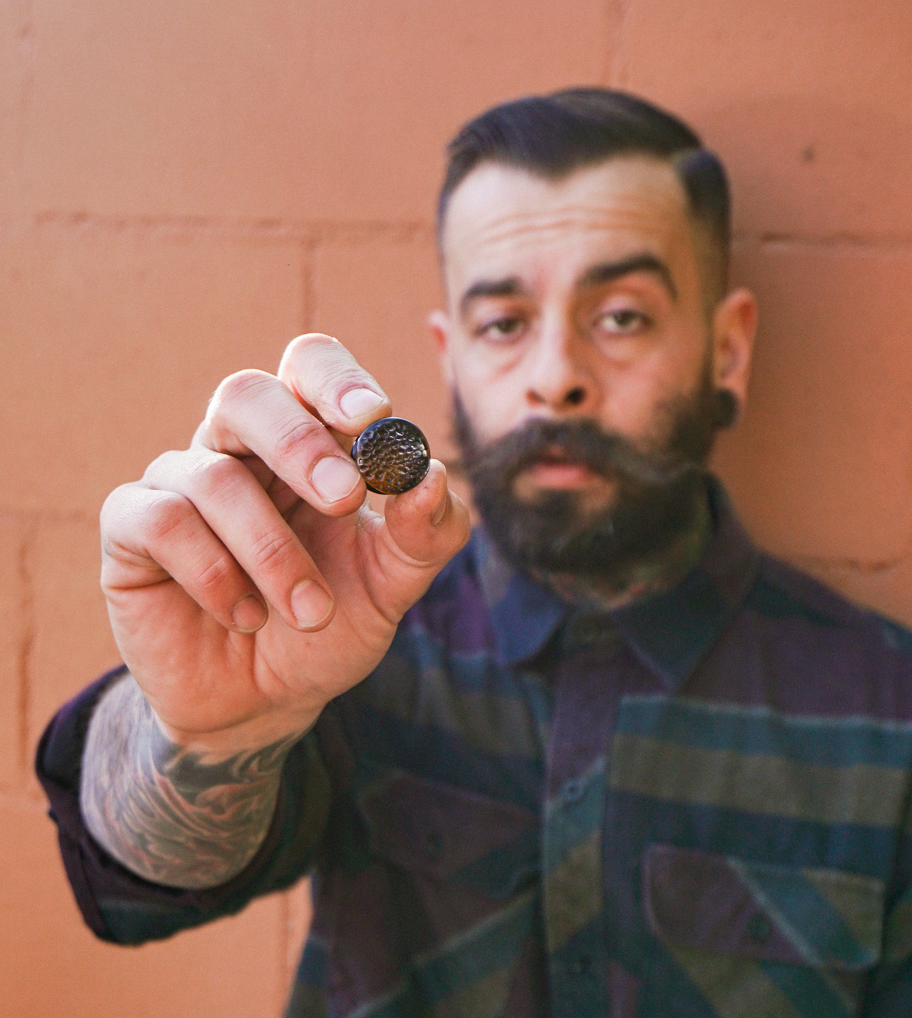 Amber Hammered Glass Double Flare Plugs