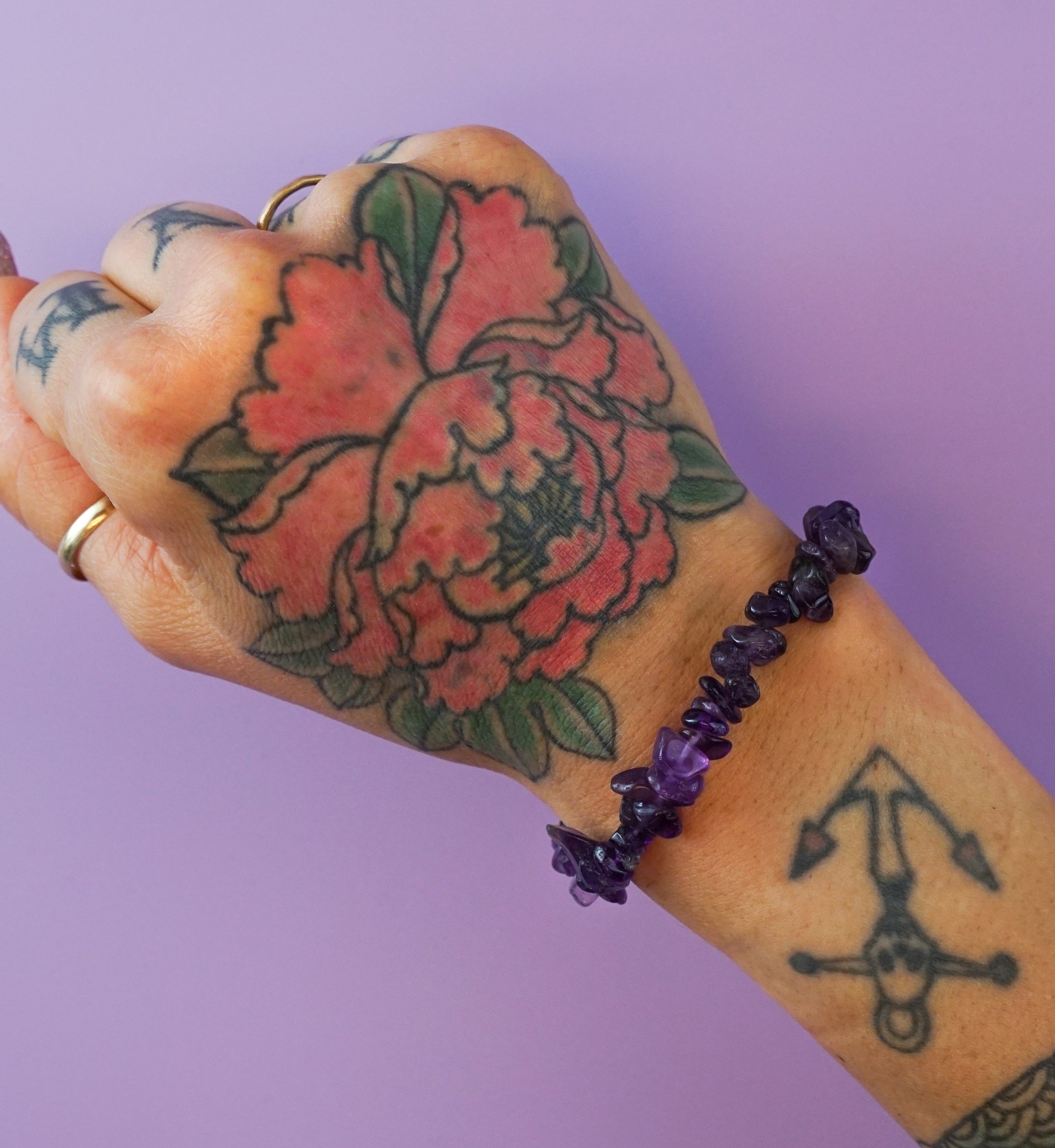 Dark Amethyst Chips Stone Bracelet