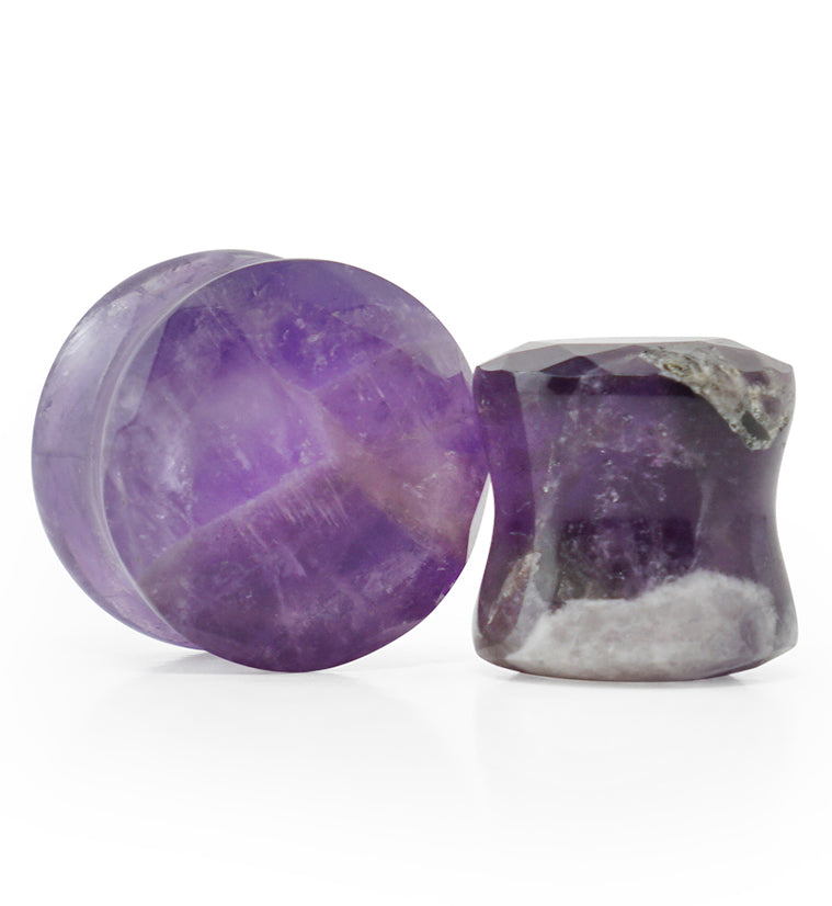 Purple Amethyst Faceted Cut Stone Plugs