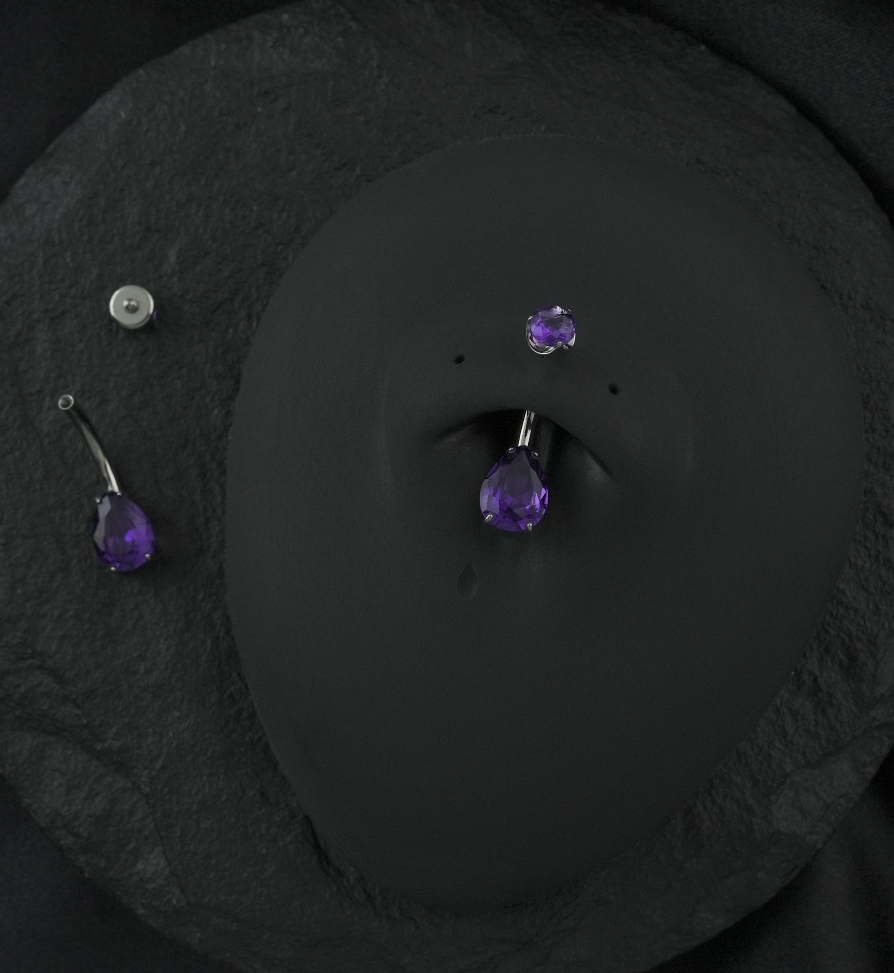 Amethyst Stone Teardrop Internally Threaded Titanium Belly Button Ring