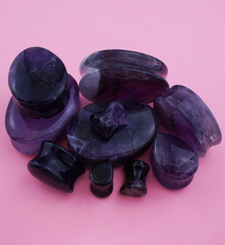 Amethyst Stone Teardrop Plugs