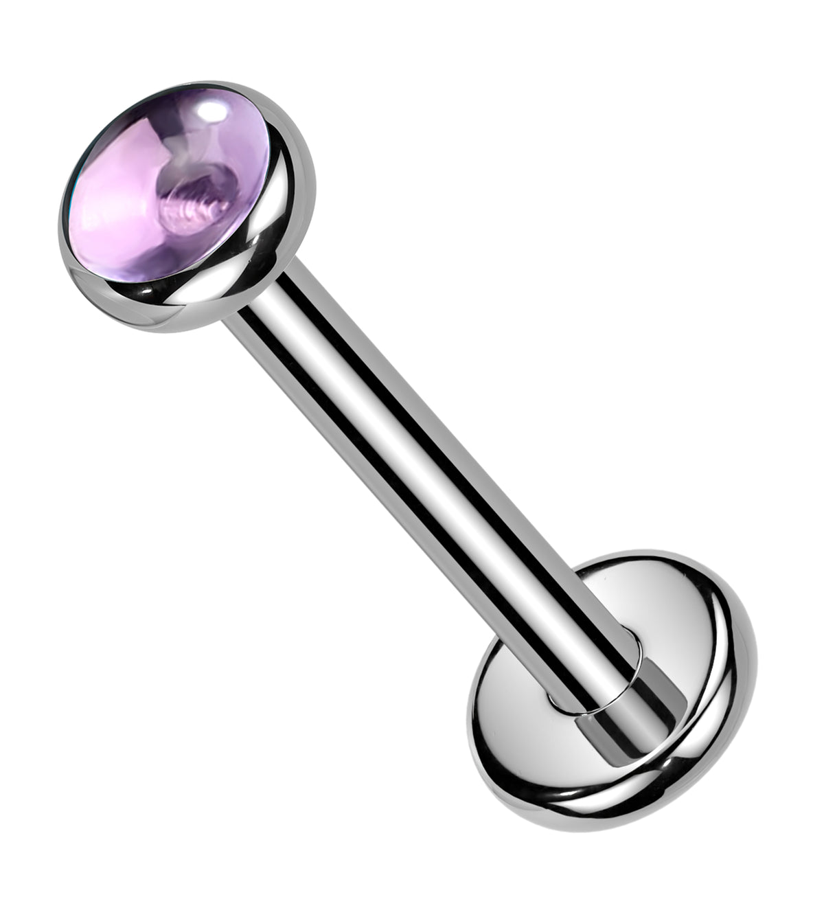 Amethyst Stone Titanium Threadless Labret