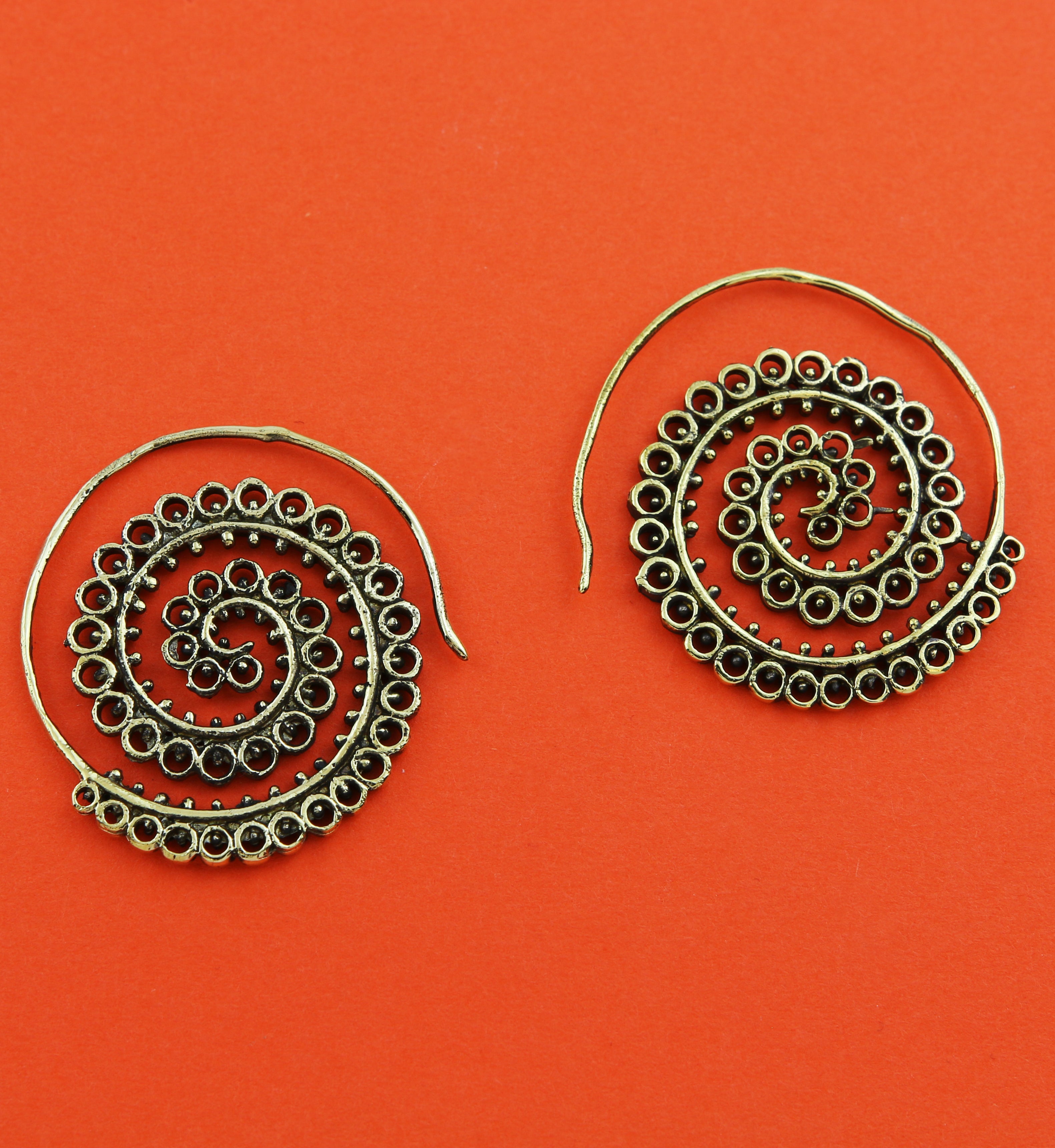 Ammonite Swirl Brass Earrings/Hangers